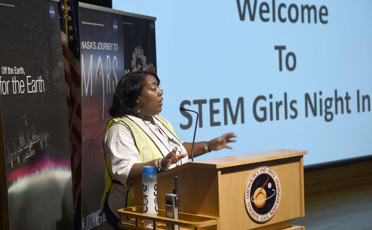 Girls Night In was held at Goddard on Nov 4-5, 2016.  This is a pilot program which reinvigorates, inspires, and engages high school girls who may be struggling or not fully engaged in STEM  (Science, Technology Engineering and Math) education.  The program allowed NASA women to share and demonstrate the work they do, provide the girls an opportunity to completely immerse themselves in Goddard science, technology, engineering and math as well as provide them activities that will challenge and promote knowledge and discovery.  Goddard invites other NASA centers tolearn from this pilot program and work towards a simultaneous multicenter event in the future.    Participating schools were:  DuVal, Crossland, Flowers, High Point, Northwestern and Oxon Hill