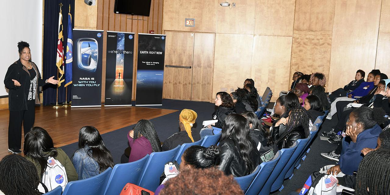 Girls Night In was held at Goddard on Nov 4-5, 2016.  This is a pilot program which reinvigorates, inspires, and engages high school girls who may be struggling or not fully engaged in STEM  (Science, Technology Engineering and Math) education.  The program allowed NASA women to share and demonstrate the work they do, provide the girls an opportunity to completely immerse themselves in Goddard science, technology, engineering and math as well as provide them activities that will challenge and promote knowledge and discovery.  Goddard invites other NASA centers tolearn from this pilot program and work towards a simultaneous multicenter event in the future.    Participating schools were:  DuVal, Crossland, Flowers, High Point, Northwestern and Oxon Hill