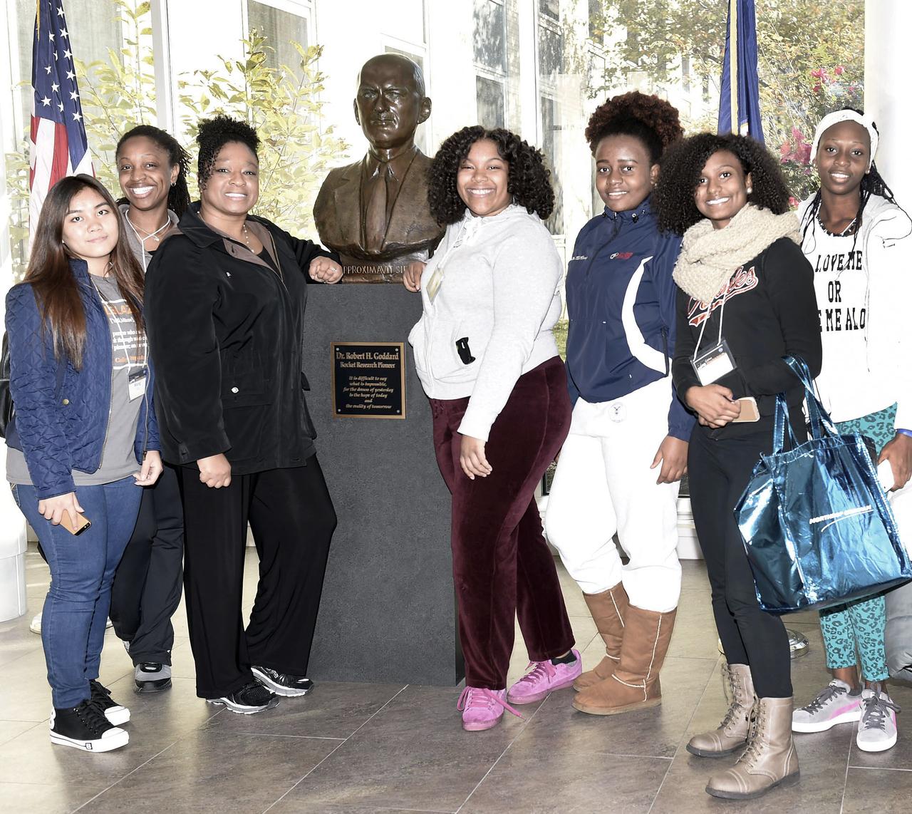 Girls Night In was held at Goddard on Nov 4-5, 2016.  This is a pilot program which reinvigorates, inspires, and engages high school girls who may be struggling or not fully engaged in STEM  (Science, Technology Engineering and Math) education.  The program allowed NASA women to share and demonstrate the work they do, provide the girls an opportunity to completely immerse themselves in Goddard science, technology, engineering and math as well as provide them activities that will challenge and promote knowledge and discovery.  Goddard invites other NASA centers tolearn from this pilot program and work towards a simultaneous multicenter event in the future.    Participating schools were:  DuVal, Crossland, Flowers, High Point, Northwestern and Oxon Hill