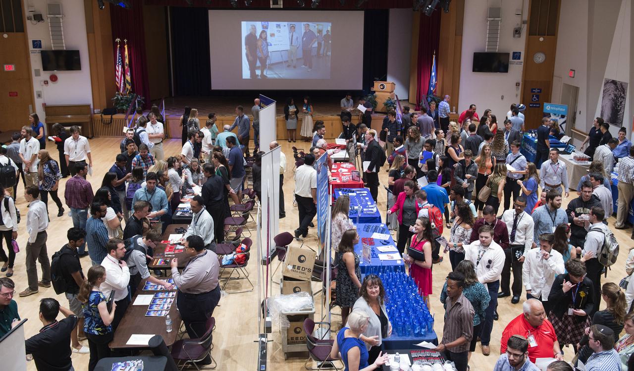 2017 interns attended closing ceremony and career fair at Goddard on August 9 2017. Chris Scolese gave remarks and interns talked with companies about prospective career opportunities