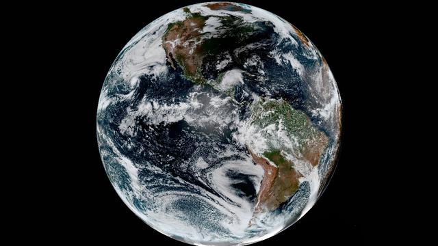 On August 21, 2017, the first total solar eclipse to move across the United States in 99 years occurred. GOES-16 captured the eclipse with the Advanced Baseline Imager (ABI) which had a clear view of the moon’s shadow as it traveled diagonally across the path of totality of the Continental United States from the Pacific Northwest through South Carolina.   In this full disk geocolor image from GOES-16 on August 21, 2017, the center of the moon's shadow is now east of the Mississippi River.   Credit: CIRA   View more eclipse imagery at <a href="http://www.nesdis.noaa.gov/content/multimedia" rel="nofollow">www.nesdis.noaa.gov/content/multimedia</a>