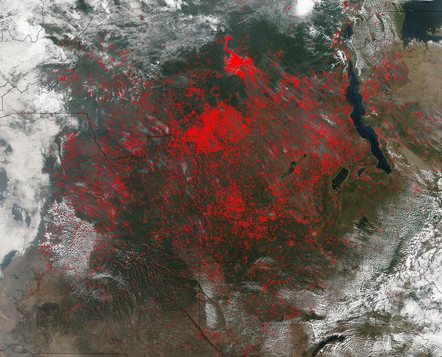 NASA image: Fires Cover Central Africa