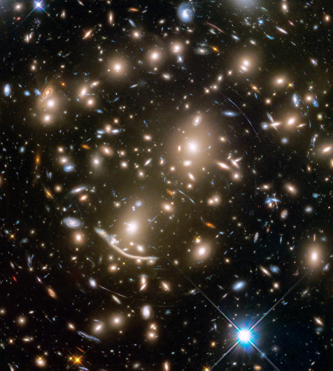 Much like the eclectic group of space rebels in the upcoming film Guardians of the Galaxy Vol. 2, NASA’s Hubble Space Telescope has some amazing superpowers, specifically when it comes to observing innumerable galaxies flung across time and space.  A stunning example is a galaxy cluster called Abell 370 that contains an astounding assortment of several hundred galaxies tied together by the mutual pull of gravity. That’s a lot of galaxies to be guarding, and just in this one cluster!  Read more: <a href="https://go.nasa.gov/2paAitl" rel="nofollow">go.nasa.gov/2paAitl</a>  Photo caption: Galaxy cluster Abell 370 contains several hundred galaxies tied together by the mutual pull of gravity. Photographed in a combination of visible and near-infrared light, the brightest and largest galaxies are the yellow-white, massive, elliptical galaxies containing many hundreds of billions of stars each. Spiral galaxies have younger populations of stars and are bluish. Mysterious-looking arcs of blue light are distorted images of remote galaxies behind the cluster. The cluster acts as a huge lens in space that magnifies and stretches images of background galaxies like a funhouse mirror.  Photo Credit: NASA, ESA, and J. Lotz and the HFF Team (STScI)  <b><a href="http://www.nasa.gov/audience/formedia/features/MP_Photo_Guidelines.html" rel="nofollow">NASA image use policy.</a></b>  <b><a href="http://www.nasa.gov/centers/goddard/home/index.html" rel="nofollow">NASA Goddard Space Flight Center</a></b> enables NASA’s mission through four scientific endeavors: Earth Science, Heliophysics, Solar System Exploration, and Astrophysics. Goddard plays a leading role in NASA’s accomplishments by contributing compelling scientific knowledge to advance the Agency’s mission.  <b>Follow us on <a href="http://twitter.com/NASAGoddardPix" rel="nofollow">Twitter</a></b>  <b>Like us on <a href="http://www.facebook.com/pages/Greenbelt-MD/NASA-Goddard/395013845897?ref=tsd" rel="nofollow">Facebook</a></b>  <b>Find us on <a href="http://instagrid.me/nasagoddard/?vm=grid" rel="nofollow">Instagram</a></b>     