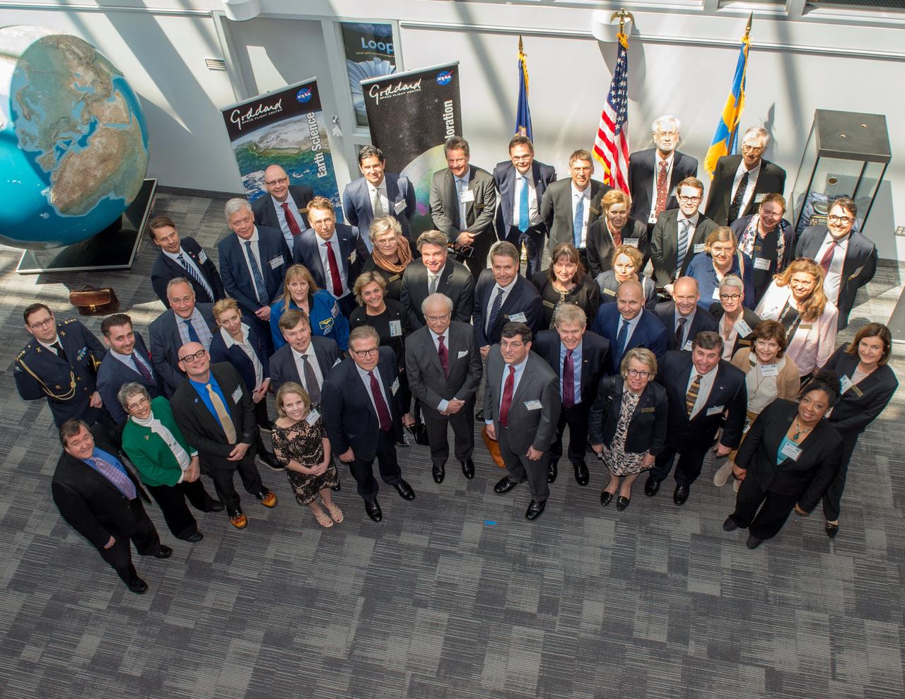 Swedish Delegation Visits GSFC – May 3, 2017 - Members of Goddard Space Flight Center senior management and members of the Royal Swedish Academy of Engineering Sciences pose for a group photo in the atrium area of Building 28 at GSFC.  Photo Credit:  NASA/Goddard/Bill Hrybyk  Read more: <a href="https://go.nasa.gov/2p1rP0h" rel="nofollow">go.nasa.gov/2p1rP0h</a>  <b><a href="http://www.nasa.gov/audience/formedia/features/MP_Photo_Guidelines.html" rel="nofollow">NASA image use policy.</a></b>  <b><a href="http://www.nasa.gov/centers/goddard/home/index.html" rel="nofollow">NASA Goddard Space Flight Center</a></b> enables NASA’s mission through four scientific endeavors: Earth Science, Heliophysics, Solar System Exploration, and Astrophysics. Goddard plays a leading role in NASA’s accomplishments by contributing compelling scientific knowledge to advance the Agency’s mission.  <b>Follow us on <a href="http://twitter.com/NASAGoddardPix" rel="nofollow">Twitter</a></b>  <b>Like us on <a href="http://www.facebook.com/pages/Greenbelt-MD/NASA-Goddard/395013845897?ref=tsd" rel="nofollow">Facebook</a></b>  <b>Find us on <a href="http://instagrid.me/nasagoddard/?vm=grid" rel="nofollow">Instagram</a></b>      
