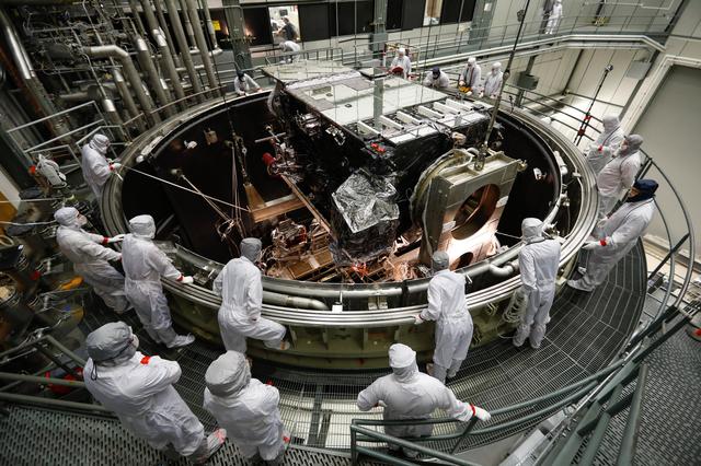 NASA image: GOES-S satellite in thermal vacuum testing