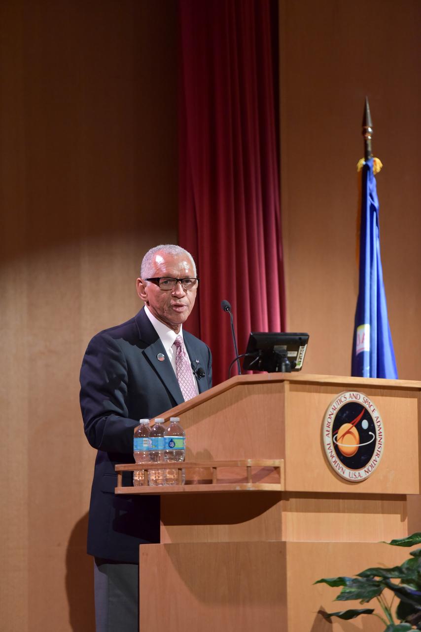 Goddard employees were invited to a town hall with NASA Administrator Charlie Bolden, Associate Administrator for the NASA Science Mission Directorate Thomas Zurbuchen and Goddard Center Director Chris Scolese, Nov. 2, at 11:30 a.m. in the Hinners Auditorium in Building 8.  Bolden thanked the James Webb Space Telescope team at Goddard as well as our international and corporate partners for their exceptional support.   Credit: NASA/Goddard 