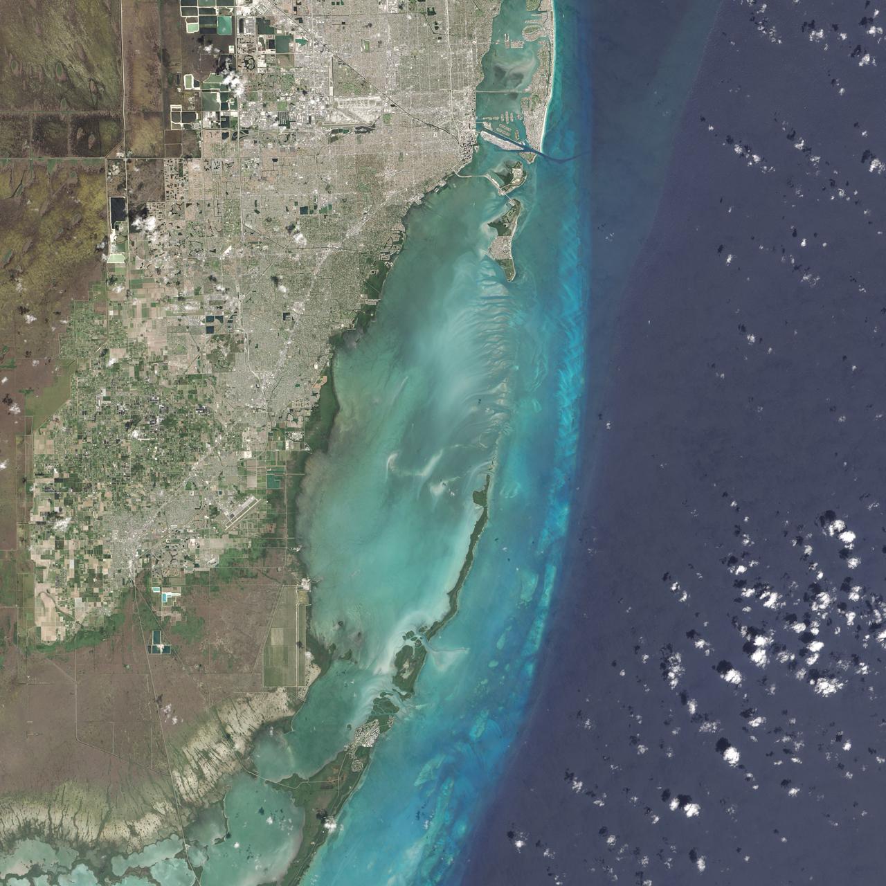 On February 25, 2016, the Operational Land Imager (OLI) on the Landsat 8 satellite acquired this natural-color image of Biscayne National Park. The park encompasses the northernmost Florida Keys, starting from Miami to just north of Key Largo.  The keys run like a spine through the center of the park, with Biscayne Bay to the west and the Atlantic Ocean to the east. The water-covered areas span more than 660 square kilometers (250 square miles) of the park, making it the largest marine park in the U.S. National Park System. Biscayne protects the longest stretch of mangrove forest on the U.S. East Coast, and one of the most extensive stretches of coral reef in the world.  Read more: <a href="http://go.nasa.gov/1SWs1a3" rel="nofollow">go.nasa.gov/1SWs1a3</a>  Credit: NASA/Landsat8   <b><a href="http://www.nasa.gov/audience/formedia/features/MP_Photo_Guidelines.html" rel="nofollow">NASA image use policy.</a></b>  <b><a href="http://www.nasa.gov/centers/goddard/home/index.html" rel="nofollow">NASA Goddard Space Flight Center</a></b> enables NASA’s mission through four scientific endeavors: Earth Science, Heliophysics, Solar System Exploration, and Astrophysics. Goddard plays a leading role in NASA’s accomplishments by contributing compelling scientific knowledge to advance the Agency’s mission.  <b>Follow us on <a href="http://twitter.com/NASAGoddardPix" rel="nofollow">Twitter</a></b>  <b>Like us on <a href="http://www.facebook.com/pages/Greenbelt-MD/NASA-Goddard/395013845897?ref=tsd" rel="nofollow">Facebook</a></b>  <b>Find us on <a href="http://instagrid.me/nasagoddard/?vm=grid" rel="nofollow">Instagram</a></b>    