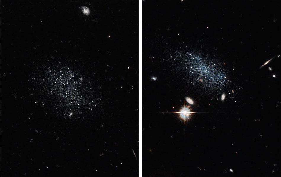 NASA’s Hubble Space Telescope uncovered two tiny dwarf galaxies that have wandered from a vast cosmic wilderness into a nearby “big city” packed with galaxies. After being idle for billions of years, they are ready to party by starting a firestorm of star birth.  Hubble captured the glow of new stars in these small, ancient galaxies, called Pisces A and Pisces B. Observations suggests the galaxies are late bloomers because they have spent most of their existence in the Local Void, a region of the universe sparsely populated with galaxies. The Local Void is roughly 150 million light-years across.  Credits: NASA, ESA, and E. Tollerud (STScI)  <b><a href="http://www.nasa.gov/audience/formedia/features/MP_Photo_Guidelines.html" rel="nofollow">NASA image use policy.</a></b>  <b><a href="http://www.nasa.gov/centers/goddard/home/index.html" rel="nofollow">NASA Goddard Space Flight Center</a></b> enables NASA’s mission through four scientific endeavors: Earth Science, Heliophysics, Solar System Exploration, and Astrophysics. Goddard plays a leading role in NASA’s accomplishments by contributing compelling scientific knowledge to advance the Agency’s mission.  <b>Follow us on <a href="http://twitter.com/NASAGoddardPix" rel="nofollow">Twitter</a></b>  <b>Like us on <a href="http://www.facebook.com/pages/Greenbelt-MD/NASA-Goddard/395013845897?ref=tsd" rel="nofollow">Facebook</a></b>  <b>Find us on <a href="http://instagrid.me/nasagoddard/?vm=grid" rel="nofollow">Instagram</a></b>      