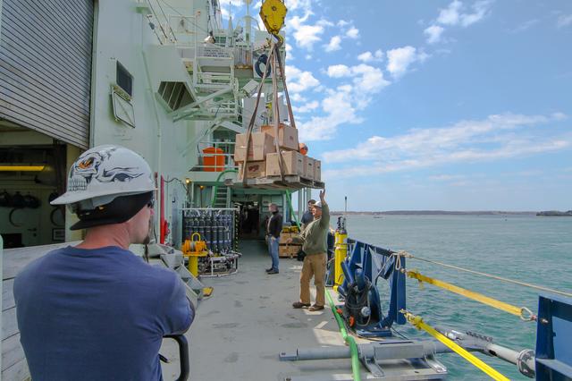 Atlantis crew load supplies and sundries for the upcoming 2016 NAAMES research cruise.  ---  The <b><a href="http://naames.larc.nasa.gov/" rel="nofollow">North Atlantic Aerosols and Marine Ecosystems Study </a></b> (NAAMES) is a five year investigation to resolve key processes controlling ocean system function, their influences on atmospheric aerosols and clouds and their implications for climate.  Michael Starobin joined the NAAMES field campaign on behalf of Earth Expeditions and NASA Goddard Space Flight Center’s Office of Communications. He presented stories about the important, multi-disciplinary research being conducted by the NAAMES team, with an eye towards future missions on the NASA drawing board. This is a NAAMES photo essay put together by Starobin, a collection of 49 photographs and captions.  Photo and Caption Credit: Michael Starobin   <b><a href="http://www.nasa.gov/audience/formedia/features/MP_Photo_Guidelines.html" rel="nofollow">NASA image use policy</a></b>  <b><a href="http://www.nasa.gov/centers/goddard/home/index.html" rel="nofollow">NASA Goddard Space Flight Center</a></b> enables NASA’s mission through four scientific endeavors: Earth Science, Heliophysics, Solar System Exploration, and Astrophysics. Goddard plays a leading role in NASA’s accomplishments by contributing compelling scientific knowledge to advance the Agency’s mission.  <b>Follow us on <a href="http://twitter.com/NASAGoddardPix" rel="nofollow">Twitter</a></b>  <b>Like us on <a href="http://www.facebook.com/pages/Greenbelt-MD/NASA-Goddard/395013845897?ref=tsd" rel="nofollow">Facebook</a></b>  <b>Find us on <a href="https://www.instagram.com/nasagoddard/?hl=en" rel="nofollow">Instagram</a></b> 