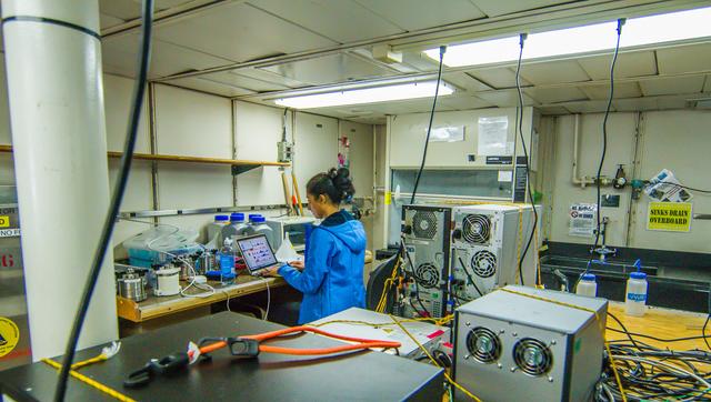 Workbenches surround a number of laboratories onboard the Atlantis.  ---  The <b><a href="http://naames.larc.nasa.gov/" rel="nofollow">North Atlantic Aerosols and Marine Ecosystems Study </a></b> (NAAMES) is a five year investigation to resolve key processes controlling ocean system function, their influences on atmospheric aerosols and clouds and their implications for climate.  Michael Starobin joined the NAAMES field campaign on behalf of Earth Expeditions and NASA Goddard Space Flight Center’s Office of Communications. He presented stories about the important, multi-disciplinary research being conducted by the NAAMES team, with an eye towards future missions on the NASA drawing board. This is a NAAMES photo essay put together by Starobin, a collection of 49 photographs and captions.  Photo and Caption Credit: Michael Starobin   <b><a href="http://www.nasa.gov/audience/formedia/features/MP_Photo_Guidelines.html" rel="nofollow">NASA image use policy</a></b>  <b><a href="http://www.nasa.gov/centers/goddard/home/index.html" rel="nofollow">NASA Goddard Space Flight Center</a></b> enables NASA’s mission through four scientific endeavors: Earth Science, Heliophysics, Solar System Exploration, and Astrophysics. Goddard plays a leading role in NASA’s accomplishments by contributing compelling scientific knowledge to advance the Agency’s mission.  <b>Follow us on <a href="http://twitter.com/NASAGoddardPix" rel="nofollow">Twitter</a></b>  <b>Like us on <a href="http://www.facebook.com/pages/Greenbelt-MD/NASA-Goddard/395013845897?ref=tsd" rel="nofollow">Facebook</a></b>  <b>Find us on <a href="https://www.instagram.com/nasagoddard/?hl=en" rel="nofollow">Instagram</a></b> 