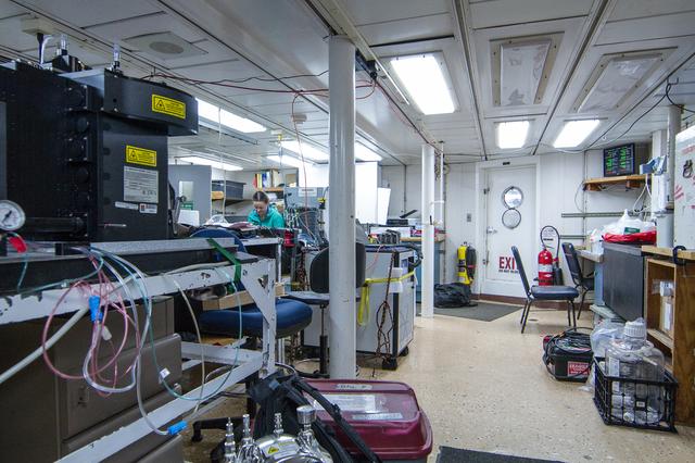 Environmental chemist Cleo Davie-Martin’s quiet lab will soon be filled by a team of multi-disciplinary scientists to study how phytoplankton affect Earth’s atmosphere.   ---  The <b><a href="http://naames.larc.nasa.gov/" rel="nofollow">North Atlantic Aerosols and Marine Ecosystems Study </a></b> (NAAMES) is a five year investigation to resolve key processes controlling ocean system function, their influences on atmospheric aerosols and clouds and their implications for climate.  Michael Starobin joined the NAAMES field campaign on behalf of Earth Expeditions and NASA Goddard Space Flight Center’s Office of Communications. He presented stories about the important, multi-disciplinary research being conducted by the NAAMES team, with an eye towards future missions on the NASA drawing board. This is a NAAMES photo essay put together by Starobin, a collection of 49 photographs and captions.  Photo and Caption Credit: Michael Starobin   <b><a href="http://www.nasa.gov/audience/formedia/features/MP_Photo_Guidelines.html" rel="nofollow">NASA image use policy</a></b>  <b><a href="http://www.nasa.gov/centers/goddard/home/index.html" rel="nofollow">NASA Goddard Space Flight Center</a></b> enables NASA’s mission through four scientific endeavors: Earth Science, Heliophysics, Solar System Exploration, and Astrophysics. Goddard plays a leading role in NASA’s accomplishments by contributing compelling scientific knowledge to advance the Agency’s mission.  <b>Follow us on <a href="http://twitter.com/NASAGoddardPix" rel="nofollow">Twitter</a></b>  <b>Like us on <a href="http://www.facebook.com/pages/Greenbelt-MD/NASA-Goddard/395013845897?ref=tsd" rel="nofollow">Facebook</a></b>  <b>Find us on <a href="https://www.instagram.com/nasagoddard/?hl=en" rel="nofollow">Instagram</a></b> 