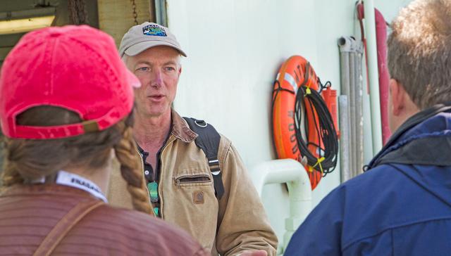 NAAMES Principal Investigator Mike Behrenfeld speaks to a visiting group of social media reporters and bloggers who toured the Atlantis prior to its departure.  ---  The <b><a href="http://naames.larc.nasa.gov/" rel="nofollow">North Atlantic Aerosols and Marine Ecosystems Study </a></b> (NAAMES) is a five year investigation to resolve key processes controlling ocean system function, their influences on atmospheric aerosols and clouds and their implications for climate.  Michael Starobin joined the NAAMES field campaign on behalf of Earth Expeditions and NASA Goddard Space Flight Center’s Office of Communications. He presented stories about the important, multi-disciplinary research being conducted by the NAAMES team, with an eye towards future missions on the NASA drawing board. This is a NAAMES photo essay put together by Starobin, a collection of 49 photographs and captions.  Photo and Caption Credit: Michael Starobin   <b><a href="http://www.nasa.gov/audience/formedia/features/MP_Photo_Guidelines.html" rel="nofollow">NASA image use policy</a></b>  <b><a href="http://www.nasa.gov/centers/goddard/home/index.html" rel="nofollow">NASA Goddard Space Flight Center</a></b> enables NASA’s mission through four scientific endeavors: Earth Science, Heliophysics, Solar System Exploration, and Astrophysics. Goddard plays a leading role in NASA’s accomplishments by contributing compelling scientific knowledge to advance the Agency’s mission.  <b>Follow us on <a href="http://twitter.com/NASAGoddardPix" rel="nofollow">Twitter</a></b>  <b>Like us on <a href="http://www.facebook.com/pages/Greenbelt-MD/NASA-Goddard/395013845897?ref=tsd" rel="nofollow">Facebook</a></b>  <b>Find us on <a href="https://www.instagram.com/nasagoddard/?hl=en" rel="nofollow">Instagram</a></b> 