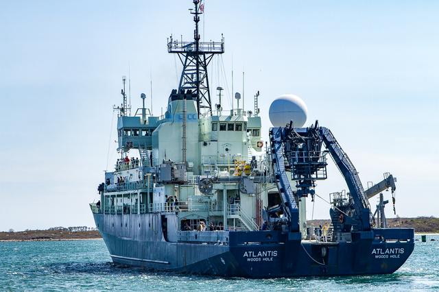 The R/V Atlantis makes its way out to sea. NAAMES will take it on a long trip, but not nearly far enough to expend its more than 17,280 nautical mile range. --- The <b><a href="http://naames.larc.nasa.gov/" rel="nofollow">North Atlantic Aerosols and Marine Ecosystems Study </a></b> (NAAMES) is a five year investigation to resolve key processes controlling ocean system function, their influences on atmospheric aerosols and clouds and their implications for climate. Michael Starobin joined the NAAMES field campaign on behalf of Earth Expeditions and NASA Goddard Space Flight Center’s Office of Communications. He presented stories about the important, multi-disciplinary research being conducted by the NAAMES team, with an eye towards future missions on the NASA drawing board. This is a NAAMES photo essay put together by Starobin, a collection of 49 photographs and captions. Photo and Caption Credit: Michael Starobin <b><a href="http://www.nasa.gov/audience/formedia/features/MP_Photo_Guidelines.html" rel="nofollow">NASA image use policy</a></b> <b><a href="http://www.nasa.gov/centers/goddard/home/index.html" rel="nofollow">NASA Goddard Space Flight Center</a></b> enables NASA’s mission through four scientific endeavors: Earth Science, Heliophysics, Solar System Exploration, and Astrophysics. Goddard plays a leading role in NASA’s accomplishments by contributing compelling scientific knowledge to advance the Agency’s mission. <b>Follow us on <a href="http://twitter.com/NASAGoddardPix" rel="nofollow">Twitter</a></b> <b>Like us on <a href="http://www.facebook.com/pages/Greenbelt-MD/NASA-Goddard/395013845897?ref=tsd" rel="nofollow">Facebook</a></b> <b>Find us on <a href="https://www.instagram.com/nasagoddard/?hl=en" rel="nofollow">Instagram</a></b>
