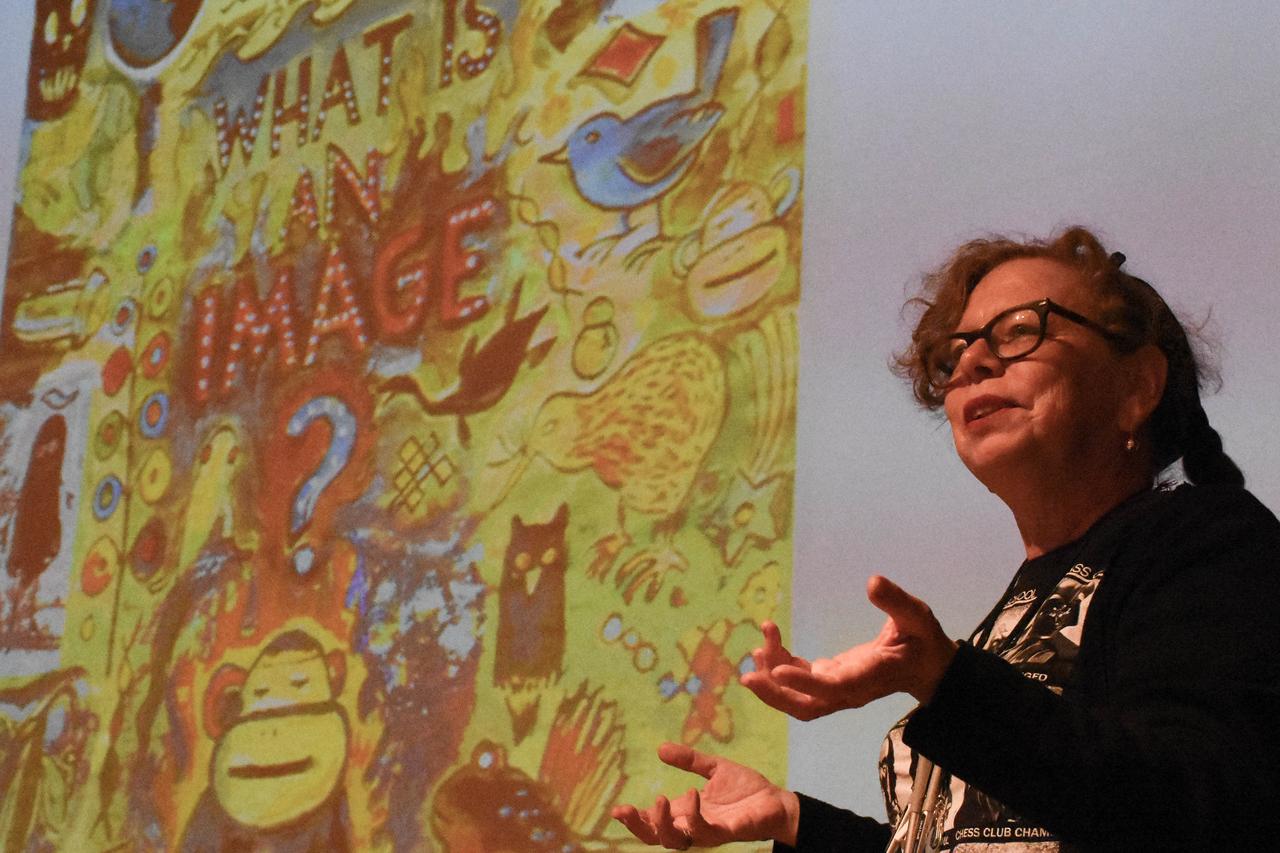 Cartoonist and professor of creativity Lynda Barry presented the benefits of creativity in everyday life as part of Goddard's Office of Communications Story Lab seminar series.   Read more: <a href="http://www.nasa.gov/feature/goddard/2016/cartoonist-discusses-creativity-at-nasa-goddard" rel="nofollow">www.nasa.gov/feature/goddard/2016/cartoonist-discusses-cr...</a>  Credit: NASA/Goddard/Rebecca Roth  <b><a href="http://www.nasa.gov/audience/formedia/features/MP_Photo_Guidelines.html" rel="nofollow">NASA image use policy.</a></b>  <b><a href="http://www.nasa.gov/centers/goddard/home/index.html" rel="nofollow">NASA Goddard Space Flight Center</a></b> enables NASA’s mission through four scientific endeavors: Earth Science, Heliophysics, Solar System Exploration, and Astrophysics. Goddard plays a leading role in NASA’s accomplishments by contributing compelling scientific knowledge to advance the Agency’s mission.  <b>Follow us on <a href="http://twitter.com/NASAGoddardPix" rel="nofollow">Twitter</a></b>  <b>Like us on <a href="http://www.facebook.com/pages/Greenbelt-MD/NASA-Goddard/395013845897?ref=tsd" rel="nofollow">Facebook</a></b>  <b>Find us on <a href="http://instagrid.me/nasagoddard/?vm=grid" rel="nofollow">Instagram</a></b>      