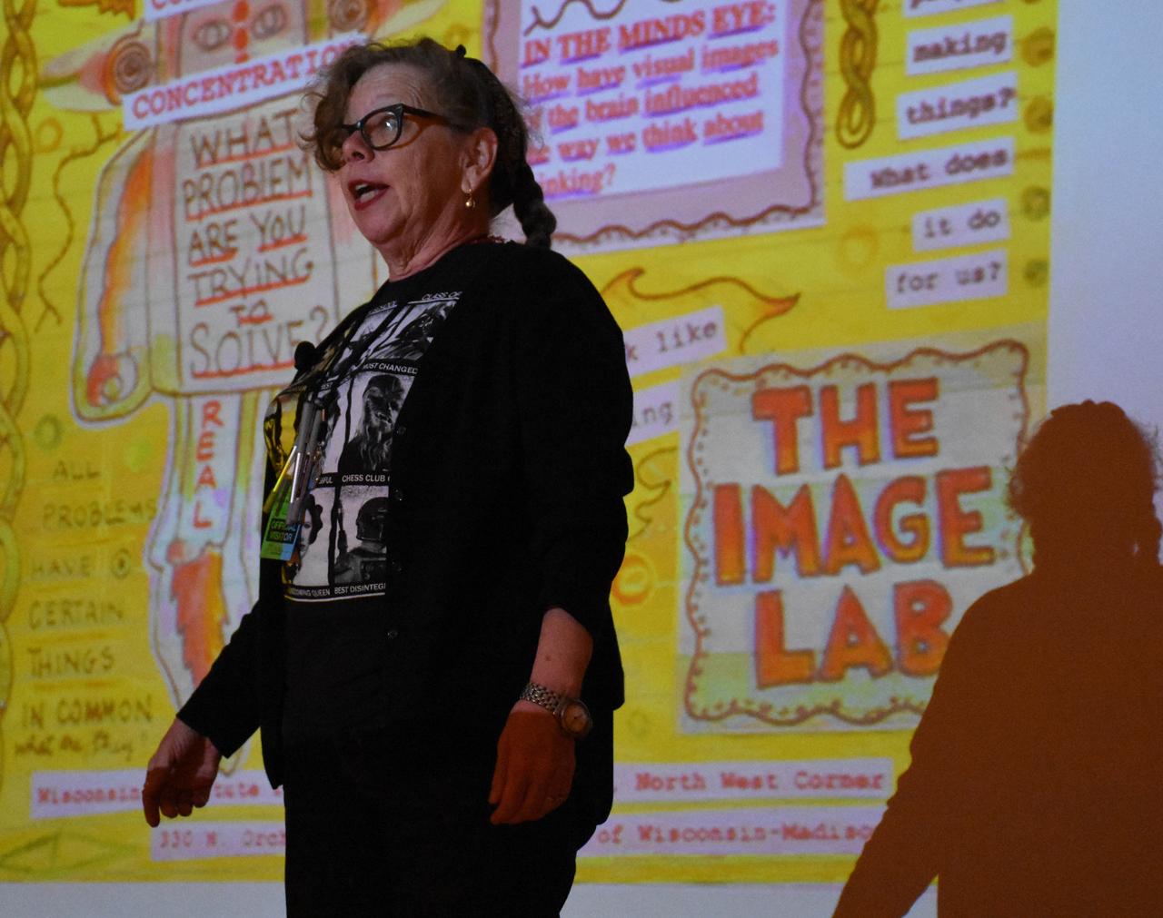 Cartoonist and professor of creativity Lynda Barry presented the benefits of creativity in everyday life as part of Goddard's Office of Communications Story Lab seminar series.   Read more: <a href="http://www.nasa.gov/feature/goddard/2016/cartoonist-discusses-creativity-at-nasa-goddard" rel="nofollow">www.nasa.gov/feature/goddard/2016/cartoonist-discusses-cr...</a>  Credit: NASA/Goddard/Rebecca Roth  <b><a href="http://www.nasa.gov/audience/formedia/features/MP_Photo_Guidelines.html" rel="nofollow">NASA image use policy.</a></b>  <b><a href="http://www.nasa.gov/centers/goddard/home/index.html" rel="nofollow">NASA Goddard Space Flight Center</a></b> enables NASA’s mission through four scientific endeavors: Earth Science, Heliophysics, Solar System Exploration, and Astrophysics. Goddard plays a leading role in NASA’s accomplishments by contributing compelling scientific knowledge to advance the Agency’s mission.  <b>Follow us on <a href="http://twitter.com/NASAGoddardPix" rel="nofollow">Twitter</a></b>  <b>Like us on <a href="http://www.facebook.com/pages/Greenbelt-MD/NASA-Goddard/395013845897?ref=tsd" rel="nofollow">Facebook</a></b>  <b>Find us on <a href="http://instagrid.me/nasagoddard/?vm=grid" rel="nofollow">Instagram</a></b>      