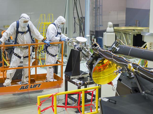 The sole secondary mirror that will fly aboard NASA's James Webb Space Telescope was installed onto the telescope at NASA's Goddard Space Flight Center in Greenbelt, Maryland, on March 3, 2016.  The Webb telescope uses many mirrors to direct incoming light into the telescope's instruments. The secondary mirror is called the secondary mirror because it is the second surface the light from the cosmos hits on its route into the telescope.  In this photo, engineers are seen installing the secondary mirror onto the telescope.  Read more: <a href="http://www.nasa.gov/feature/goddard/2016/nasas-james-webb-space-telescope-secondary-mirror-installed" rel="nofollow">www.nasa.gov/feature/goddard/2016/nasas-james-webb-space-...</a>  Credits: NASA/Goddard/Chris Gunn  <b><a href="http://www.nasa.gov/audience/formedia/features/MP_Photo_Guidelines.html" rel="nofollow">NASA image use policy.</a></b>  <b><a href="http://www.nasa.gov/centers/goddard/home/index.html" rel="nofollow">NASA Goddard Space Flight Center</a></b> enables NASA’s mission through four scientific endeavors: Earth Science, Heliophysics, Solar System Exploration, and Astrophysics. Goddard plays a leading role in NASA’s accomplishments by contributing compelling scientific knowledge to advance the Agency’s mission.  <b>Follow us on <a href="http://twitter.com/NASAGoddardPix" rel="nofollow">Twitter</a></b>  <b>Like us on <a href="http://www.facebook.com/pages/Greenbelt-MD/NASA-Goddard/395013845897?ref=tsd" rel="nofollow">Facebook</a></b>  <b>Find us on <a href="http://instagrid.me/nasagoddard/?vm=grid" rel="nofollow">Instagram</a></b>  