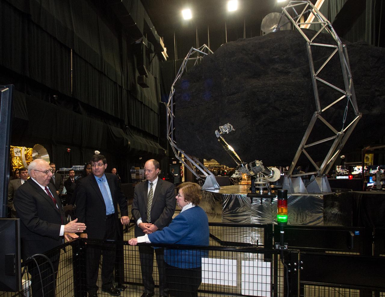 Sen. Barbara Mikulski participated in a ribbon cutting at NASA’s Goddard Space Flight Center on January 6th, 2016, to officially open the new Robotic Operations Center (ROC) developed by the Satellite Servicing Capabilities Office. Within the ROC's black walls, NASA is testing technologies and operational procedures for science and exploration missions, including the Restore-L satellite servicing mission and also the Asteroid Redirect Mission. In this image, Sen. Mikulski receives an overview of the Asteroid Redirect Mission in front of mockups of the asteroid and capture vehicle.   During her tour of the ROC, Sen. Mikulski saw first-hand an early version of the NASA Servicing Arm, a 2-meter-class robot with the dexterity to grasp and refuel a satellite on orbit. She also heard a description of Raven, a payload launching to the International Space Station that will demonstrate real-time, relative space navigation technology.  The robotic technologies that NASA is developing within the ROC also support the Journey to Mars.  Learn more about NASA’s satellite servicing technologies at <a href="http://ssco.gsfc.nasa.gov/" rel="nofollow">ssco.gsfc.nasa.gov/</a>.  Image credit: NASA/Bill Hrybyk   Read more: <a href="http://www.nasa.gov/feature/goddard/2016/maryland-sen-barbara-mikulski-visits-nasa-goddard" rel="nofollow">www.nasa.gov/feature/goddard/2016/maryland-sen-barbara-mi...</a>  <b><a href="http://www.nasa.gov/audience/formedia/features/MP_Photo_Guidelines.html" rel="nofollow">NASA image use policy.</a></b>  <b><a href="http://www.nasa.gov/centers/goddard/home/index.html" rel="nofollow">NASA Goddard Space Flight Center</a></b> enables NASA’s mission through four scientific endeavors: Earth Science, Heliophysics, Solar System Exploration, and Astrophysics. Goddard plays a leading role in NASA’s accomplishments by contributing compelling scientific knowledge to advance the Agency’s mission.  <b>Follow us on <a href="http://twitter.com/NASAGoddardPix" rel="nofollow">Twitter</a></b>  <b>Like us on <a href="http://www.facebook.com/pages/Greenbelt-MD/NASA-Goddard/395013845897?ref=tsd" rel="nofollow">Facebook</a></b>  <b>Find us on <a href="http://instagrid.me/nasagoddard/?vm=grid" rel="nofollow">Instagram</a></b>
