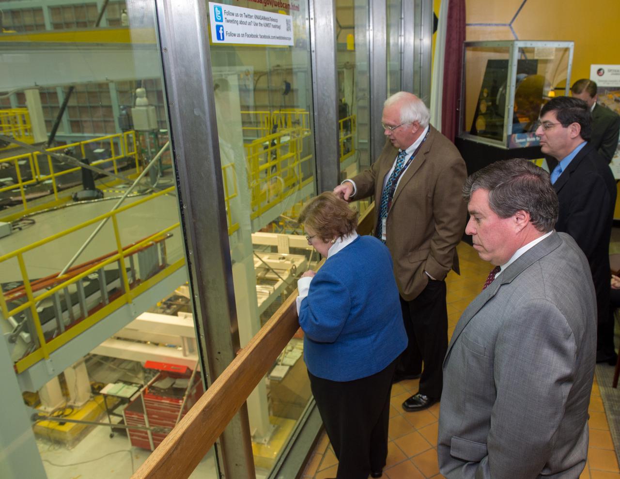 Senator Mikulski views the James Webb Space Telescope being assembled in a clean room at Goddard. Webb project manager Bill Oches talked to the Senator about the progress being made with the installation of its 18 primary mirrors. The James Webb Space Telescope is the scientific successor to NASA's Hubble Space Telescope.  Maryland's Sen. Barbara Mikulski greeted employees at NASA's Goddard Space Flight Center in Greenbelt, Maryland, during a packed town hall meeting Jan. 6, 2015. She discussed her history with Goddard and appropriations for NASA in 2016.  Credit: NASA/Goddard/Bill Hrybyk  Read more: <a href="http://www.nasa.gov/feature/goddard/2016/maryland-sen-barbara-mikulski-visits-nasa-goddard" rel="nofollow">www.nasa.gov/feature/goddard/2016/maryland-sen-barbara-mi...</a>  <b><a href="http://www.nasa.gov/audience/formedia/features/MP_Photo_Guidelines.html" rel="nofollow">NASA image use policy.</a></b>  <b><a href="http://www.nasa.gov/centers/goddard/home/index.html" rel="nofollow">NASA Goddard Space Flight Center</a></b> enables NASA’s mission through four scientific endeavors: Earth Science, Heliophysics, Solar System Exploration, and Astrophysics. Goddard plays a leading role in NASA’s accomplishments by contributing compelling scientific knowledge to advance the Agency’s mission.  <b>Follow us on <a href="http://twitter.com/NASAGoddardPix" rel="nofollow">Twitter</a></b>  <b>Like us on <a href="http://www.facebook.com/pages/Greenbelt-MD/NASA-Goddard/395013845897?ref=tsd" rel="nofollow">Facebook</a></b>  <b>Find us on <a href="http://instagrid.me/nasagoddard/?vm=grid" rel="nofollow">Instagram</a></b>