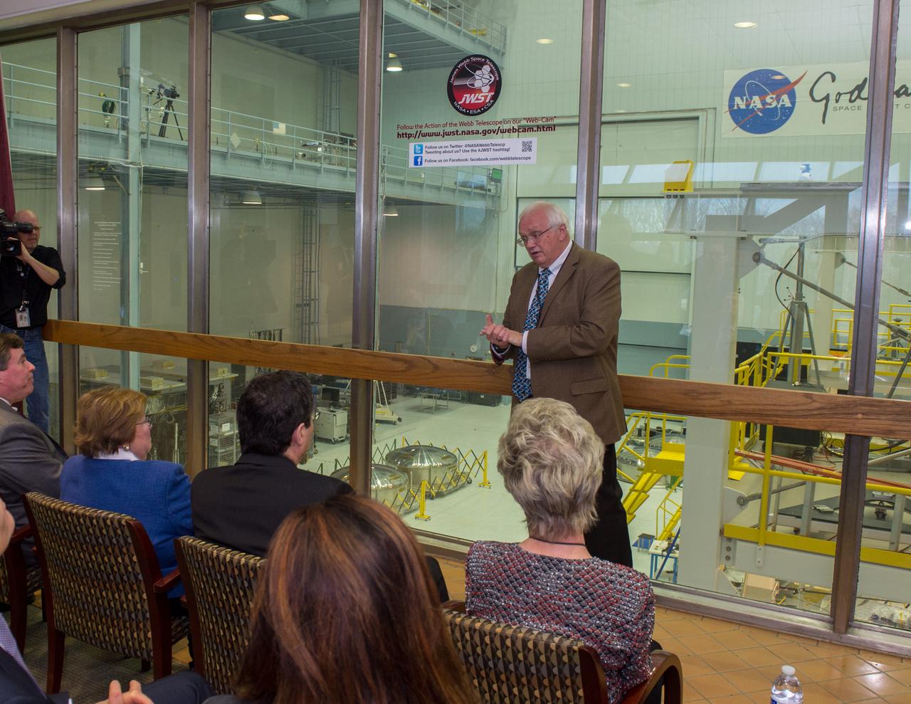 Senator Mikulski views the James Webb Space Telescope being assembled in a clean room at Goddard. Webb project manager Bill Oches talked to the Senator about the progress being made with the installation of its 18 primary mirrors. The James Webb Space Telescope is the scientific successor to NASA's Hubble Space Telescope. Credit: NASA/Goddard/Bill Hrybyk Read more: <a href="http://www.nasa.gov/feature/goddard/2016/maryland-sen-barbara-mikulski-visits-nasa-goddard" rel="nofollow">www.nasa.gov/feature/goddard/2016/maryland-sen-barbara-mi...</a> Credit: NASA/Goddard/Rebecca Roth <b><a href="http://www.nasa.gov/audience/formedia/features/MP_Photo_Guidelines.html" rel="nofollow">NASA image use policy.</a></b> <b><a href="http://www.nasa.gov/centers/goddard/home/index.html" rel="nofollow">NASA Goddard Space Flight Center</a></b> enables NASA’s mission through four scientific endeavors: Earth Science, Heliophysics, Solar System Exploration, and Astrophysics. Goddard plays a leading role in NASA’s accomplishments by contributing compelling scientific knowledge to advance the Agency’s mission. <b>Follow us on <a href="http://twitter.com/NASAGoddardPix" rel="nofollow">Twitter</a></b> <b>Like us on <a href="http://www.facebook.com/pages/Greenbelt-MD/NASA-Goddard/395013845897?ref=tsd" rel="nofollow">Facebook</a></b> <b>Find us on <a href="http://instagrid.me/nasagoddard/?vm=grid" rel="nofollow">Instagram</a></b>