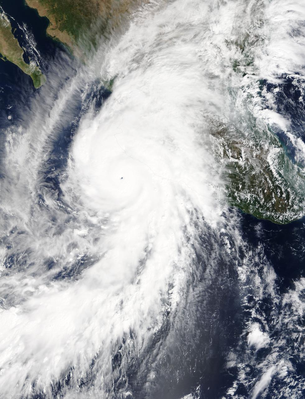 On Oct. 23 at 17:30 UTC (1:30 p.m. EDT) the MODIS instrument aboard NASA's Terra satellite saw Hurricane Patricia moving over Mexico. Credit: NASA/GSFC/Jeff Schmaltz/MODIS Land Rapid Response Team <b><a href="http://www.nasa.gov/audience/formedia/features/MP_Photo_Guidelines.html" rel="nofollow">NASA image use policy.</a></b> <b><a href="http://www.nasa.gov/centers/goddard/home/index.html" rel="nofollow">NASA Goddard Space Flight Center</a></b> enables NASA’s mission through four scientific endeavors: Earth Science, Heliophysics, Solar System Exploration, and Astrophysics. Goddard plays a leading role in NASA’s accomplishments by contributing compelling scientific knowledge to advance the Agency’s mission. <b>Follow us on <a href="http://twitter.com/NASAGoddardPix" rel="nofollow">Twitter</a></b> <b>Like us on <a href="http://www.facebook.com/pages/Greenbelt-MD/NASA-Goddard/395013845897?ref=tsd" rel="nofollow">Facebook</a></b> <b>Find us on <a href="http://instagrid.me/nasagoddard/?vm=grid" rel="nofollow">Instagram</a></b>