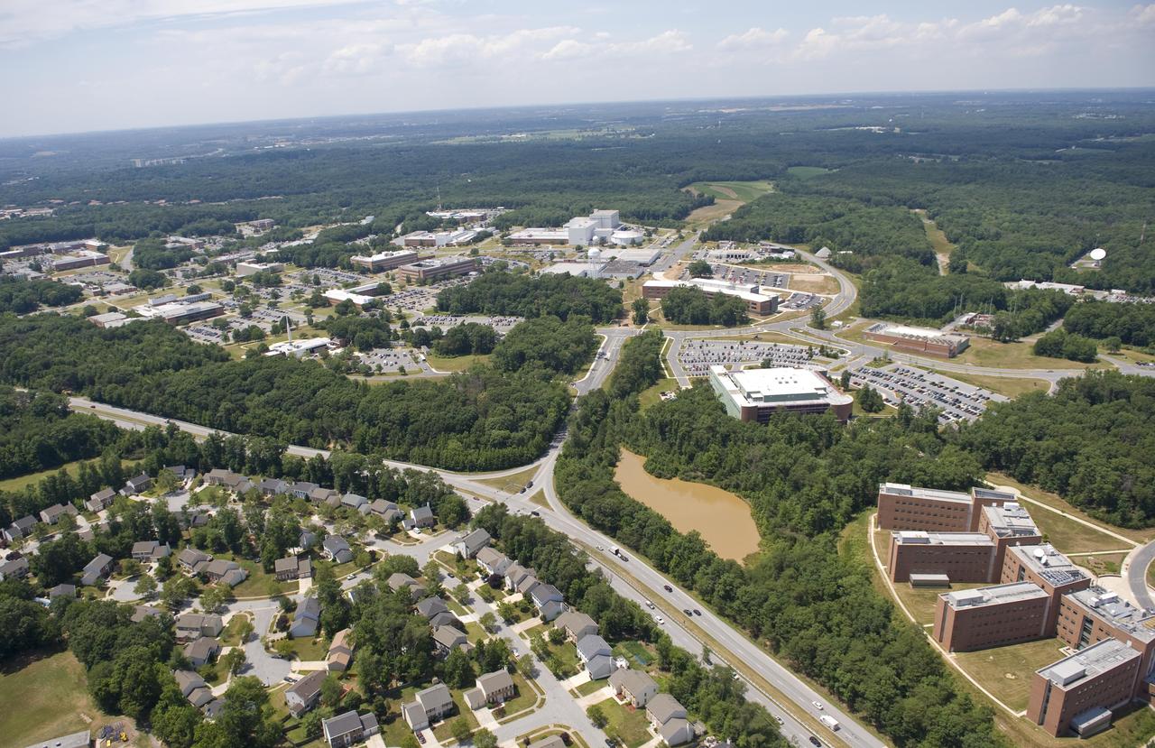 Aerial view of NASA's Goddard Space Flight Center in Greenbelt, Maryland, in 2010.  Credits: NASA Goddard/Bill Hrybyk 