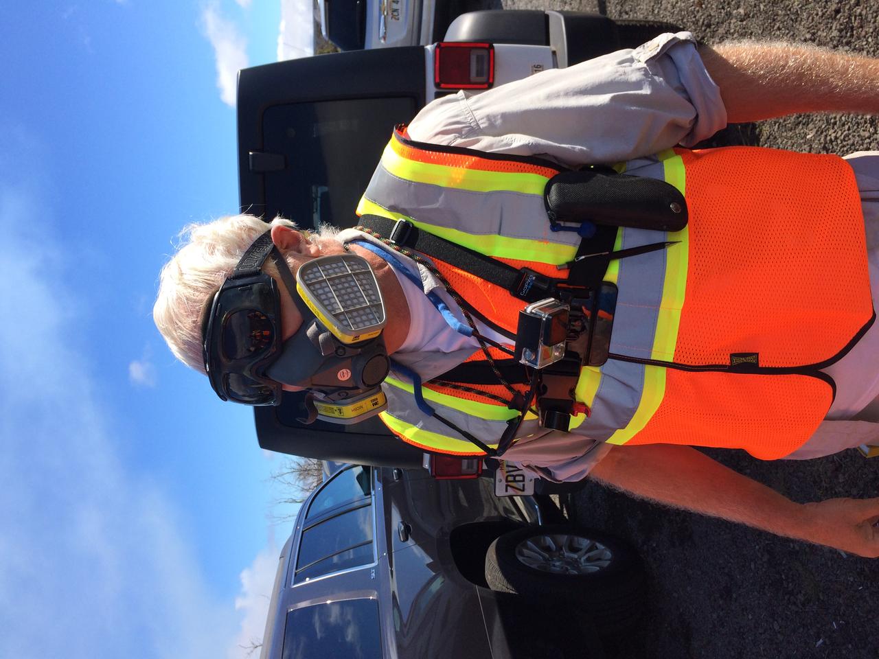 Prepared  Everyone carried a respirator into the field, in case the plume from the volcano blew their way.  Credit: NASA/GSFC/Andrea Jones   In June, five student journalists from Stony Brook University  packed their hiking boots and hydration packs and joined a NASA-funded science team for 10 days on the lava fields of Kilauea, an active Hawaiian volcano. Kilauea’s lava fields are an ideal place to test equipment designed for use on Earth’s moon or Mars, because volcanic activity shaped so much of those terrains. The trip was part of an interdisciplinary program called RIS4E – short for Remote, In Situ, and Synchrotron Studies for Science and Exploration – which is designed to prepare for future exploration of the moon, near-Earth asteroids and the moons of Mars.   To read reports from the RIS4E journalism students about their experiences in Hawaii, visit <a href="http://ReportingRIS4E.com" rel="nofollow">ReportingRIS4E.com</a>  <b><a href="http://www.nasa.gov/audience/formedia/features/MP_Photo_Guidelines.html" rel="nofollow">NASA image use policy.</a></b>  <b><a href="http://www.nasa.gov/centers/goddard/home/index.html" rel="nofollow">NASA Goddard Space Flight Center</a></b> enables NASA’s mission through four scientific endeavors: Earth Science, Heliophysics, Solar System Exploration, and Astrophysics. Goddard plays a leading role in NASA’s accomplishments by contributing compelling scientific knowledge to advance the Agency’s mission.  <b>Follow us on <a href="http://twitter.com/NASAGoddardPix" rel="nofollow">Twitter</a></b>  <b>Like us on <a href="http://www.facebook.com/pages/Greenbelt-MD/NASA-Goddard/395013845897?ref=tsd" rel="nofollow">Facebook</a></b>  <b>Find us on <a href="http://instagrid.me/nasagoddard/?vm=grid" rel="nofollow">Instagram</a></b> 