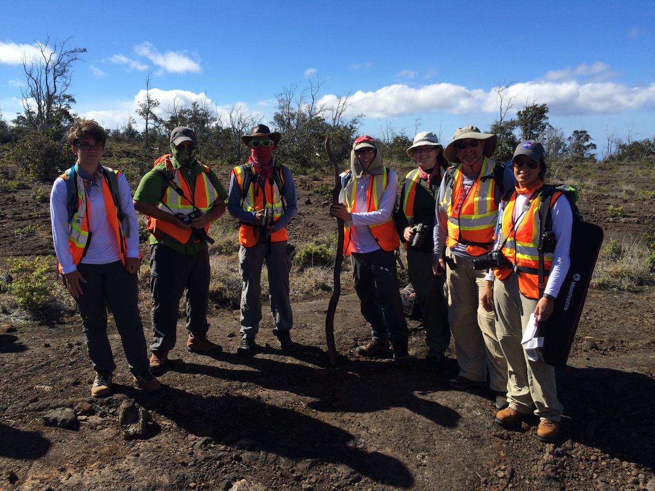Ready to roll  The five student journalists and two faculty members are ready for a day in the field.  NASA/GSFC/Andrea Jones   In June, five student journalists from Stony Brook University  packed their hiking boots and hydration packs and joined a NASA-funded science team for 10 days on the lava fields of Kilauea, an active Hawaiian volcano. Kilauea’s lava fields are an ideal place to test equipment designed for use on Earth’s moon or Mars, because volcanic activity shaped so much of those terrains. The trip was part of an interdisciplinary program called RIS4E – short for Remote, In Situ, and Synchrotron Studies for Science and Exploration – which is designed to prepare for future exploration of the moon, near-Earth asteroids and the moons of Mars.   To read reports from the RIS4E journalism students about their experiences in Hawaii, visit <a href="http://ReportingRIS4E.com" rel="nofollow">ReportingRIS4E.com</a>  <b><a href="http://www.nasa.gov/audience/formedia/features/MP_Photo_Guidelines.html" rel="nofollow">NASA image use policy.</a></b>  <b><a href="http://www.nasa.gov/centers/goddard/home/index.html" rel="nofollow">NASA Goddard Space Flight Center</a></b> enables NASA’s mission through four scientific endeavors: Earth Science, Heliophysics, Solar System Exploration, and Astrophysics. Goddard plays a leading role in NASA’s accomplishments by contributing compelling scientific knowledge to advance the Agency’s mission.  <b>Follow us on <a href="http://twitter.com/NASAGoddardPix" rel="nofollow">Twitter</a></b>  <b>Like us on <a href="http://www.facebook.com/pages/Greenbelt-MD/NASA-Goddard/395013845897?ref=tsd" rel="nofollow">Facebook</a></b>  <b>Find us on <a href="http://instagrid.me/nasagoddard/?vm=grid" rel="nofollow">Instagram</a></b> 