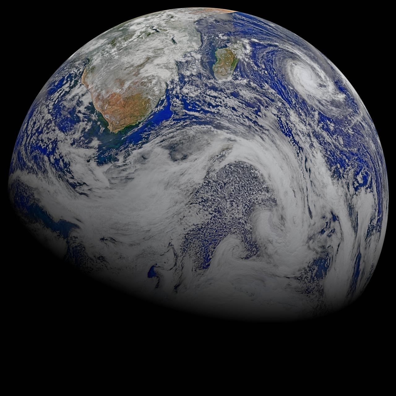 This composite image of southern Africa and the surrounding oceans was captured by six orbits of the NASA/NOAA Suomi National Polar-orbiting Partnership spacecraft on April 9, 2015, by the Visible Infrared Imaging Radiometer Suite (VIIRS) instrument. Tropical Cyclone Joalane can be seen over the Indian Ocean.  Winds, tides and density differences constantly stir the oceans while phytoplankton continually grow and die. Orbiting radiometers such as VIIRS allows scientists to track this variability over time and contribute to better understanding of ocean processes that are beneficial to human survival on Earth. The image was created by the Ocean Biology Processing Group at NASA's Goddard Space Flight Center in Greenbelt, Maryland.  For more information, please visit: <a href="http://oceancolor.gsfc.nasa.gov/" rel="nofollow">oceancolor.gsfc.nasa.gov/</a> and <a href="http://www.nasa.gov/npp" rel="nofollow">www.nasa.gov/npp</a>  Image Credit: Ocean Biology Processing Group at NASA's Goddard Space Flight Center  <b><a href="http://www.nasa.gov/audience/formedia/features/MP_Photo_Guidelines.html" rel="nofollow">NASA image use policy.</a></b>  <b><a href="http://www.nasa.gov/centers/goddard/home/index.html" rel="nofollow">NASA Goddard Space Flight Center</a></b> enables NASA’s mission through four scientific endeavors: Earth Science, Heliophysics, Solar System Exploration, and Astrophysics. Goddard plays a leading role in NASA’s accomplishments by contributing compelling scientific knowledge to advance the Agency’s mission.  <b>Follow us on <a href="http://twitter.com/NASAGoddardPix" rel="nofollow">Twitter</a></b>  <b>Like us on <a href="http://www.facebook.com/pages/Greenbelt-MD/NASA-Goddard/395013845897?ref=tsd" rel="nofollow">Facebook</a></b>  <b>Find us on <a href="http://instagrid.me/nasagoddard/?vm=grid" rel="nofollow">Instagram</a></b>