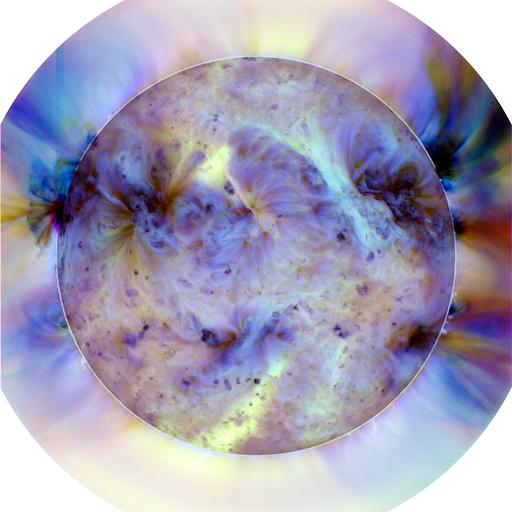 Filtering The Sun: Scientists process AIA images to focus in on areas of interest. This three-color image is a combination of three AIA images using a filter to increase the contrast and an inverted color table to make the small areas more visible. In this image, the dark spots represent the hotter regions.  Credit: NASA/SDO  Read more: <a href="http://www.nasa.gov/content/goddard/sdo-telescope-collects-its-100-millionth-image/" rel="nofollow">www.nasa.gov/content/goddard/sdo-telescope-collects-its-1...</a>  <b><a href="http://www.nasa.gov/audience/formedia/features/MP_Photo_Guidelines.html" rel="nofollow">NASA image use policy.</a></b>  <b><a href="http://www.nasa.gov/centers/goddard/home/index.html" rel="nofollow">NASA Goddard Space Flight Center</a></b> enables NASA’s mission through four scientific endeavors: Earth Science, Heliophysics, Solar System Exploration, and Astrophysics. Goddard plays a leading role in NASA’s accomplishments by contributing compelling scientific knowledge to advance the Agency’s mission. <b>Follow us on <a href="http://twitter.com/NASAGoddardPix" rel="nofollow">Twitter</a></b> <b>Like us on <a href="http://www.facebook.com/pages/Greenbelt-MD/NASA-Goddard/395013845897?ref=tsd" rel="nofollow">Facebook</a></b> <b>Find us on <a href="http://instagram.com/nasagoddard?vm=grid" rel="nofollow">Instagram</a></b>