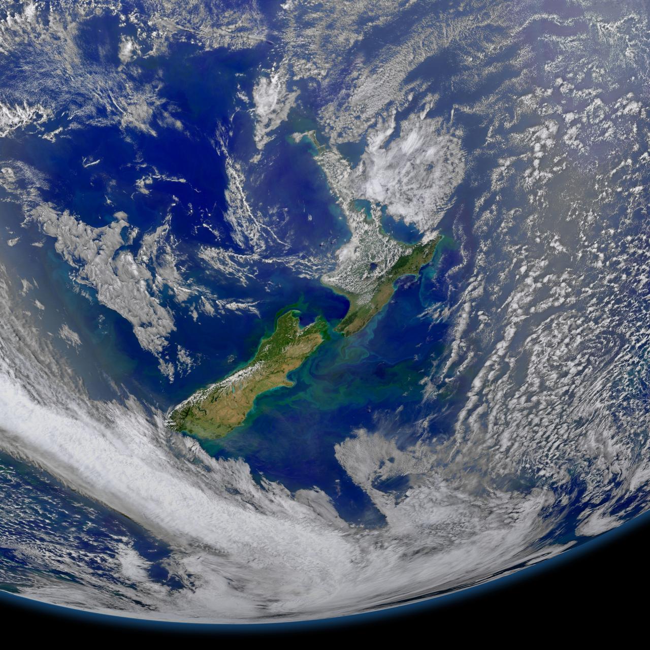 This image taken from the Suomi NPP satellite's VIIRS instrument of New Zealand was collected on January 9, 2015 when the phytoplankton were blooming — particularly to the east of the islands and along the Chatham Rise. Derived from the Greek words phyto (plant) and plankton (made to wander or drift), phytoplankton are microscopic organisms that live in watery environments, both salty and fresh. Credit: NASA/Goddard/NPP <b><a href="http://www.nasa.gov/audience/formedia/features/MP_Photo_Guidelines.html" rel="nofollow">NASA image use policy.</a></b> <b><a href="http://www.nasa.gov/centers/goddard/home/index.html" rel="nofollow">NASA Goddard Space Flight Center</a></b> enables NASA’s mission through four scientific endeavors: Earth Science, Heliophysics, Solar System Exploration, and Astrophysics. Goddard plays a leading role in NASA’s accomplishments by contributing compelling scientific knowledge to advance the Agency’s mission. <b>Follow us on <a href="http://twitter.com/NASAGoddardPix" rel="nofollow">Twitter</a></b> <b>Like us on <a href="http://www.facebook.com/pages/Greenbelt-MD/NASA-Goddard/395013845897?ref=tsd" rel="nofollow">Facebook</a></b> <b>Find us on <a href="http://instagram.com/nasagoddard?vm=grid" rel="nofollow">Instagram</a></b>