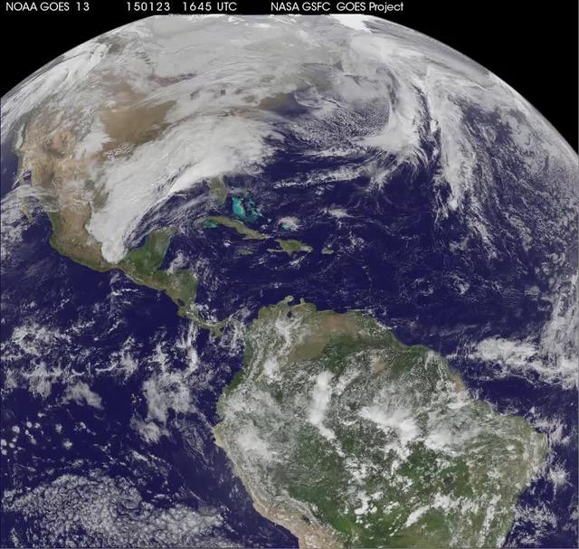 National Weather Service forecasters have been tracking a low pressure area that moved from the Midwest into the Atlantic Ocean today, and is expected to become a strong nor'easter that will bring blizzard conditions to the northeastern U.S. The path of the system was captured in a NASA movie of NOAA's GOES-East satellite imagery. An animation of visible and infrared imagery from NOAA's Geostationary Operational Environmental or GOES satellite captured over the period of January 24 through 26 showed the progression of the developing nor'easter. The satellite animation began on Jan. 24 when clouds associated with a cold front preceding the low, pushed off the U.S. East coast. The front was followed by a low pressure area that moved from the Midwest to the southeast. That low moved over the Carolinas and exited into the Atlantic Ocean on Jan. 26. NOAA's National Weather Service forecast calls for the low to intensify along the Eastern Seaboard and bring blizzard conditions to the northeastern U.S. on Monday night, January 26 and Tuesday, January 27. On Monday, January 26, 2015, the National Weather Service noted: A storm system off the East Coast will continue to strengthen as it develops into a major nor'easter on Monday. As the storm moves up the coast, it is expected to bring snowfall of 1-3 feet or more to many parts of the Northeast through Tuesday evening, including New York City and Boston. Strong, gusty winds will combine with the snow to create blizzard conditions along and near the coast. Winter storm warnings are in effect for the panhandles of West Virginia and Maryland, much of interior New England down to the northern Mid-Atlantic as well as for Nantucket Island, Massachusetts. Winter weather advisories are in effect for portions of the Ohio Valley, Mid-Atlantic and the southern Appalachians as well as a narrow area across interior New England. To create the video and imagery, NASA/NOAA's GOES Project located at NASA's Goddard Space Flight Center in Greenbelt, Maryland overlays the cloud data from NOAA's GOES-East satellite on a true-color image of land and ocean created by data from the Moderate Resolution Imaging Spectroradiometer, or MODIS, instrument that flies aboard NASA's Aqua and Terra satellites. Together, these data create the entire animation of the storm and show its movement. GOES satellites provide the kind of continuous monitoring necessary for intensive data analysis. Geostationary describes an orbit in which a satellite is always in the same position with respect to the rotating Earth. This allows GOES to hover continuously over one position on Earth's surface, appearing stationary. As a result, GOES provide a constant vigil for the atmospheric "triggers" for severe weather conditions such as tornadoes, flash floods, hail storms and hurricanes. For updated information about the storm system, visit NOAA's NWS website: <a href="http://www.weather.gov" rel="nofollow">www.weather.gov</a> For more information about GOES satellites, visit: <a href="http://www.goes.noaa.gov/" rel="nofollow">www.goes.noaa.gov/</a> or goes.gsfc.nasa.gov/ Rob Gutro NASA's Goddard Space Flight Center