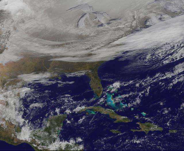 Satellite Picture Shows the Snow-covered U.S. Deep Freeze