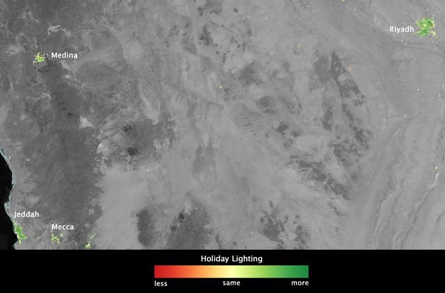 NASA image: Satellite Sees Holiday Lights Brighten Cities - Saudi Arabia