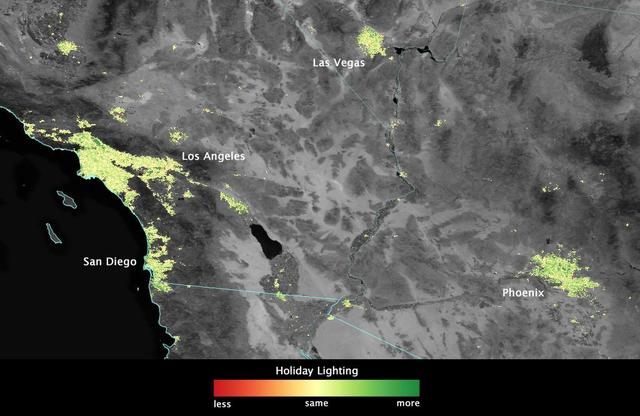 NASA image: Satellite Sees Holiday Lights Brighten Cities - Los Angeles