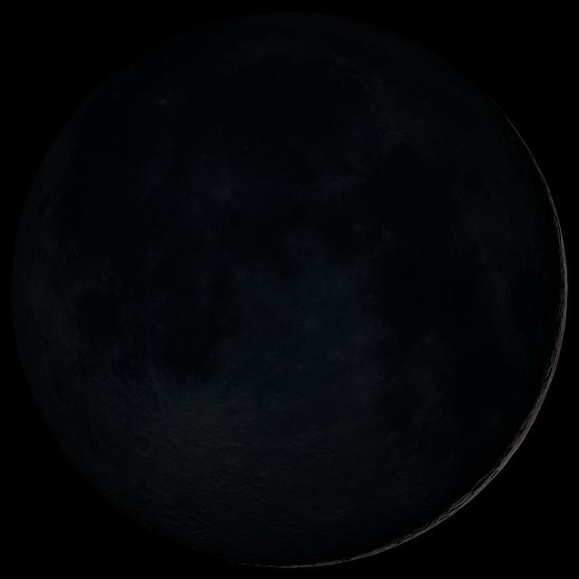 New Moon. By the modern definition, New Moon occurs when the Moon and Sun are at the same geocentric ecliptic longitude. The part of the Moon facing us is completely in shadow then. Pictured here is the traditional New Moon, the earliest visible waxing crescent, which signals the start of a new month in many lunar and lunisolar calendars. NASA's Lunar Reconnaissance Orbiter (LRO) has been in orbit around the Moon since the summer of 2009. Its laser altimeter (LOLA) and camera (LROC) are recording the rugged, airless lunar terrain in exceptional detail, making it possible to visualize the Moon with unprecedented fidelity. This is especially evident in the long shadows cast near the terminator, or day-night line. The pummeled, craggy landscape thrown into high relief at the terminator would be impossible to recreate in the computer without global terrain maps like those from LRO. To download, learn more about this visualization, or to see what the Moon will look like at any hour in 2015, visit <a href="http://svs.gsfc.nasa.gov/goto?4236" rel="nofollow">svs.gsfc.nasa.gov/goto?4236</a> <b><a href="http://www.nasa.gov/audience/formedia/features/MP_Photo_Guidelines.html" rel="nofollow">NASA image use policy.</a></b> <b><a href="http://www.nasa.gov/centers/goddard/home/index.html" rel="nofollow">NASA Goddard Space Flight Center</a></b> enables NASA’s mission through four scientific endeavors: Earth Science, Heliophysics, Solar System Exploration, and Astrophysics. Goddard plays a leading role in NASA’s accomplishments by contributing compelling scientific knowledge to advance the Agency’s mission. <b>Follow us on <a href="http://twitter.com/NASAGoddardPix" rel="nofollow">Twitter</a></b> <b>Like us on <a href="http://www.facebook.com/pages/Greenbelt-MD/NASA-Goddard/395013845897?ref=tsd" rel="nofollow">Facebook</a></b> <b>Find us on <a href="http://instagram.com/nasagoddard?vm=grid" rel="nofollow">Instagram</a></b>