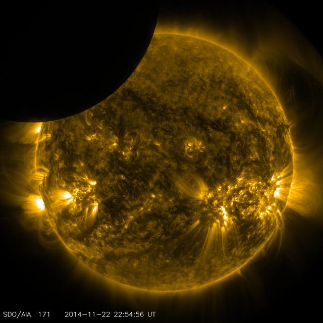 NASA image: NASA's SDO Shows Moon Transiting the Sun