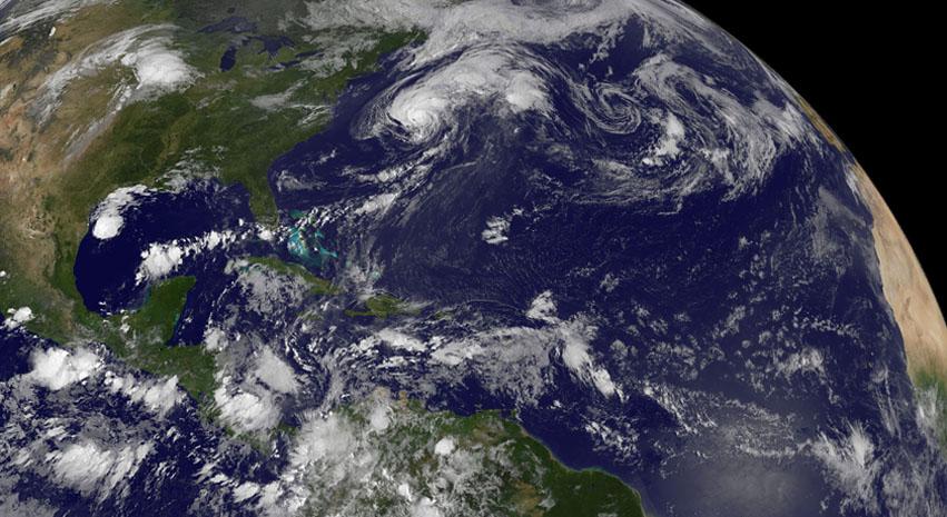 Although there's only one formed tropical cyclone in the Atlantic: Hurricane Cristobal, there are three other developing areas of low pressure and all were captured in this panoramic image from NOAA's GOES-East satellite today at 8 a.m. EDT. Cristobal is a hurricane located east of the U.S. East coast and is forecast to move up toward eastern Canada tonight (and stay off-shore). The  image was made at NASA's GOES Project at NASA's Goddard Space Flight Center in Greenbelt, Maryland.    Low #1. A weak area of low pressure near the coast of South Texas is producing disorganized showers and thunderstorms. Significant development of this system is unlikely before it moves inland over South Texas and northern Mexico today. It has a ten percent chance of development into a tropical depression in the next 2 days.   Low #2. A tropical wave located over the eastern Caribbean Sea continues to produce disorganized cloudiness and showers. Upper-level winds are expected to remain unfavorable for development during the next couple of days while the system moves across the eastern and central Caribbean Sea. However, environmental conditions could become conducive for some development when the system moves over the northwestern Caribbean Sea on Sunday and into the southwestern Gulf of Mexico early next week. It has a near zero chance to develop in the next 2 days.  Low #3. A tropical wave is forecast to move off the west coast of Africa on Friday. Environmental conditions could be conducive for some gradual development of this system while it moves westward at 10 to 15 mph across the eastern Atlantic early next week. This has a near zero chance of development in the next two days.    <b><a href="http://www.nasa.gov/audience/formedia/features/MP_Photo_Guidelines.html" rel="nofollow">NASA image use policy.</a></b>  <b><a href="http://www.nasa.gov/centers/goddard/home/index.html" rel="nofollow">NASA Goddard Space Flight Center</a></b> enables NASA’s mission through four scientific endeavors: Earth Science, Heliophysics, Solar System Exploration, and Astrophysics. Goddard plays a leading role in NASA’s accomplishments by contributing compelling scientific knowledge to advance the Agency’s mission. <b>Follow us on <a href="http://twitter.com/NASAGoddardPix" rel="nofollow">Twitter</a></b> <b>Like us on <a href="http://www.facebook.com/pages/Greenbelt-MD/NASA-Goddard/395013845897?ref=tsd" rel="nofollow">Facebook</a></b> <b>Find us on <a href="http://instagram.com/nasagoddard?vm=grid" rel="nofollow">Instagram</a></b>