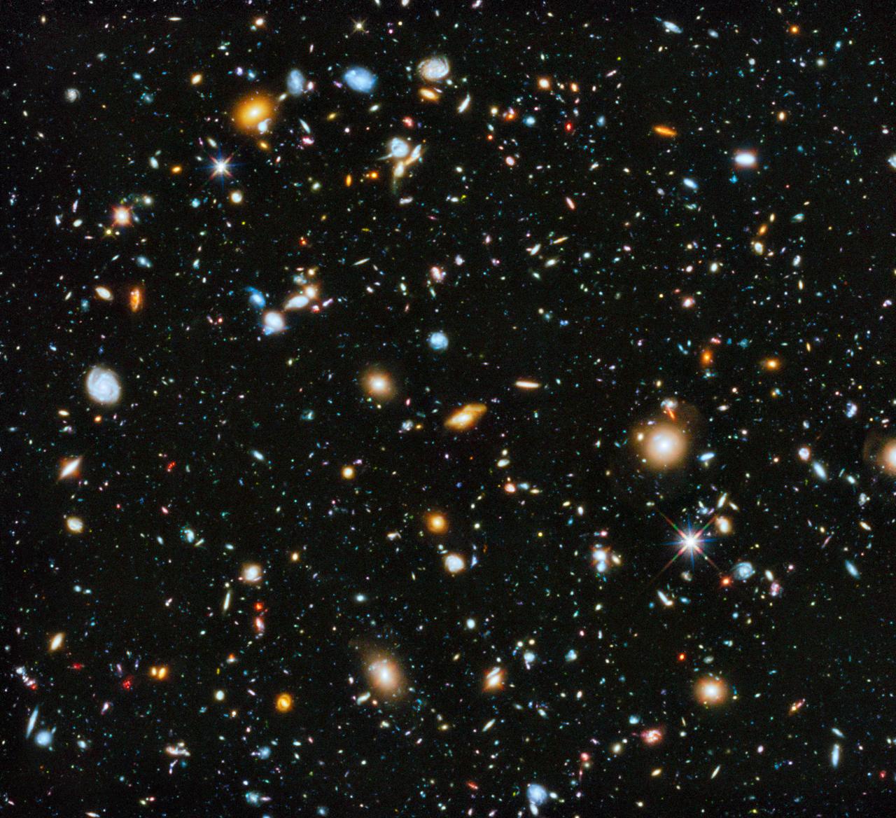 Astronomers using NASA's Hubble Space Telescope have assembled a comprehensive picture of the evolving universe – among the most colorful deep space images ever captured by the 24-year-old telescope.  Researchers say the image, in new study called the Ultraviolet Coverage of the Hubble Ultra Deep Field, provides the missing link in star formation. The Hubble Ultra Deep Field 2014 image is a composite of separate exposures taken in 2003 to 2012 with Hubble's Advanced Camera for Surveys and Wide Field Camera 3.   Credit: NASA/ESA  Read more: <a href="http://1.usa.gov/1neD0se" rel="nofollow">1.usa.gov/1neD0se</a>  <b><a href="http://www.nasa.gov/audience/formedia/features/MP_Photo_Guidelines.html" rel="nofollow">NASA image use policy.</a></b>   <b><a href="http://www.nasa.gov/centers/goddard/home/index.html" rel="nofollow">NASA Goddard Space Flight Center</a></b> enables NASA’s mission through four scientific endeavors: Earth Science, Heliophysics, Solar System Exploration, and Astrophysics. Goddard plays a leading role in NASA’s accomplishments by contributing compelling scientific knowledge to advance the Agency’s mission.   <b>Follow us on <a href="http://twitter.com/NASAGoddardPix" rel="nofollow">Twitter</a></b>   <b>Like us on <a href="http://www.facebook.com/pages/Greenbelt-MD/NASA-Goddard/395013845897?ref=tsd" rel="nofollow">Facebook</a></b>   <b>Find us on <a href="http://instagram.com/nasagoddard?vm=grid" rel="nofollow">Instagram</a></b>