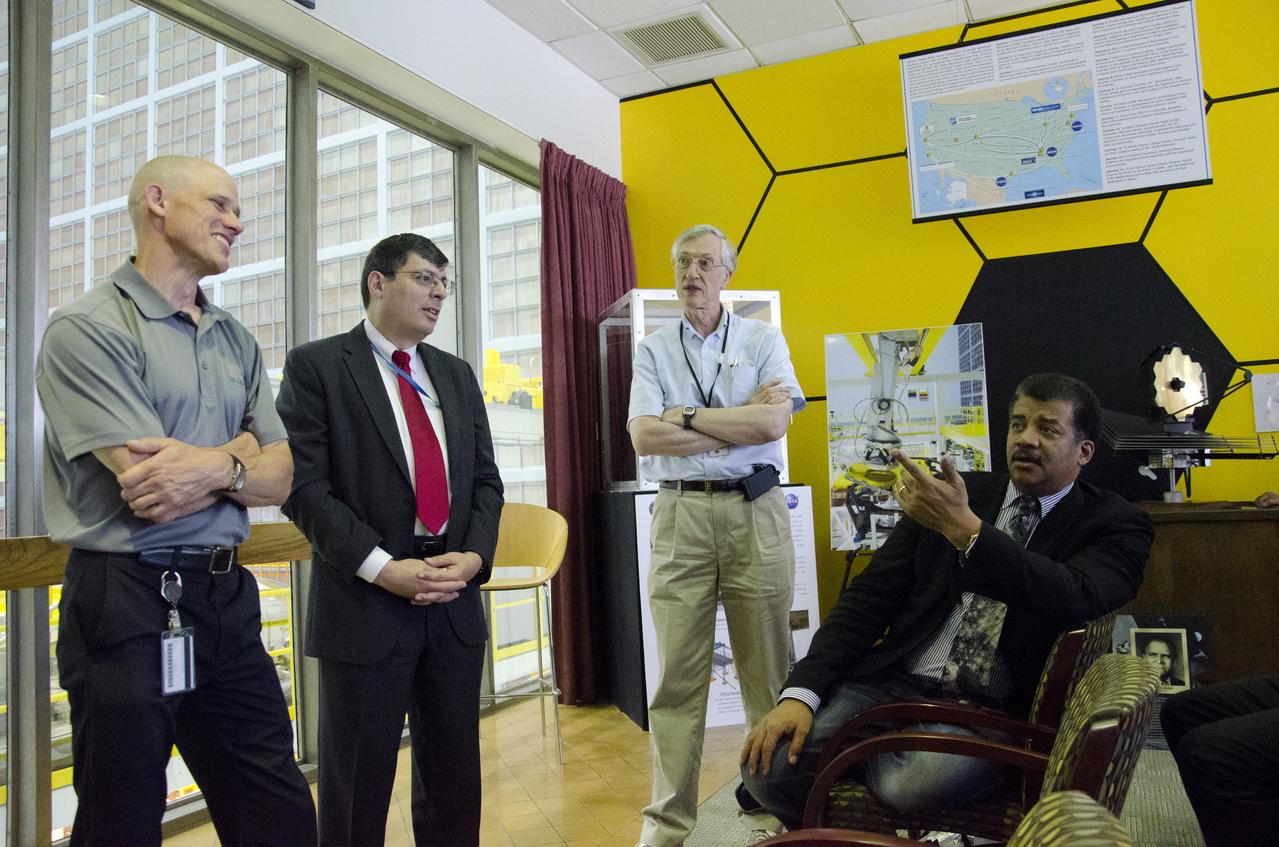Dr. Neil deGrasse Tyson visited with Goddard's Space Flight Center Director Chris Scolese and the James Webb Space Telescope team at Goddard in Greenbelt, Md. on June 3, 2014. Tyson spoke to the team and was able to see the giant vacuum test chamber that now holds the heart of the telescope, the Integrated Science Instrument Module. ..Learn more about JWST: <a href="http://www.jwst.nasa.gov..Credit" rel="nofollow">www.jwst.nasa.gov..Credit</a>: NASA/Goddard/Rebecca Roth..<b><a href="http://www.nasa.gov/audience/formedia/features/MP_Photo_Guidelines.html" rel="nofollow">NASA image use policy.</a></b>  <b><a href="http://www.nasa.gov/centers/goddard/home/index.html" rel="nofollow">NASA Goddard Space Flight Center</a></b> enables NASA’s mission through four scientific endeavors: Earth Science, Heliophysics, Solar System Exploration, and Astrophysics. Goddard plays a leading role in NASA’s accomplishments by contributing compelling scientific knowledge to advance the Agency’s mission.  <b>Follow us on <a href="http://twitter.com/NASAGoddardPix" rel="nofollow">Twitter</a></b>  <b>Like us on <a href="http://www.facebook.com/pages/Greenbelt-MD/NASA-Goddard/395013845897?ref=tsd" rel="nofollow">Facebook</a></b>  <b>Find us on <a href="http://instagram.com/nasagoddard?vm=grid" rel="nofollow">Instagram</a></b> 