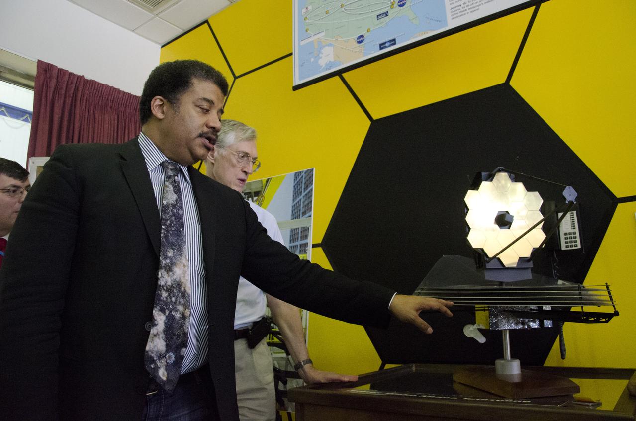 Dr. Neil deGrasse Tyson visited with Goddard's Space Flight Center Director Chris Scolese and the James Webb Space Telescope team at Goddard in Greenbelt, Md. on June 3, 2014. Tyson spoke to the team and was able to see the giant vacuum test chamber that now holds the heart of the telescope, the Integrated Science Instrument Module. ..Learn more about JWST: <a href="http://www.jwst.nasa.gov..Credit" rel="nofollow">www.jwst.nasa.gov..Credit</a>: NASA/Goddard/Rebecca Roth..<b><a href="http://www.nasa.gov/audience/formedia/features/MP_Photo_Guidelines.html" rel="nofollow">NASA image use policy.</a></b>  <b><a href="http://www.nasa.gov/centers/goddard/home/index.html" rel="nofollow">NASA Goddard Space Flight Center</a></b> enables NASA’s mission through four scientific endeavors: Earth Science, Heliophysics, Solar System Exploration, and Astrophysics. Goddard plays a leading role in NASA’s accomplishments by contributing compelling scientific knowledge to advance the Agency’s mission.  <b>Follow us on <a href="http://twitter.com/NASAGoddardPix" rel="nofollow">Twitter</a></b>  <b>Like us on <a href="http://www.facebook.com/pages/Greenbelt-MD/NASA-Goddard/395013845897?ref=tsd" rel="nofollow">Facebook</a></b>  <b>Find us on <a href="http://instagram.com/nasagoddard?vm=grid" rel="nofollow">Instagram</a></b> 