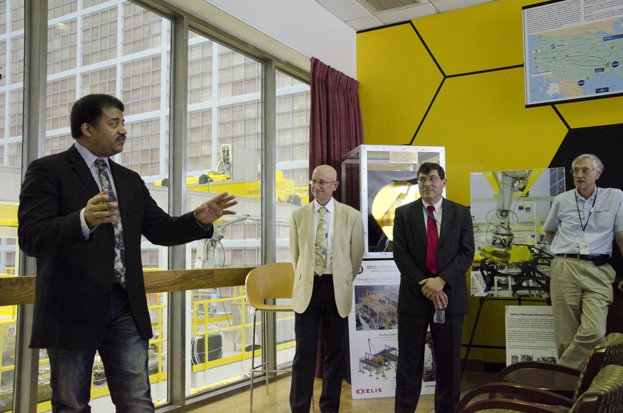 Dr. Neil deGrasse Tyson visited with Goddard's Space Flight Center Director Chris Scolese and the James Webb Space Telescope team at Goddard in Greenbelt, Md. on June 3, 2014. Tyson spoke to the team and was able to see the giant vacuum test chamber that now holds the heart of the telescope, the Integrated Science Instrument Module. ..Learn more about JWST: <a href="http://www.jwst.nasa.gov..Credit" rel="nofollow">www.jwst.nasa.gov..Credit</a>: NASA/Goddard/Rebecca Roth..<b><a href="http://www.nasa.gov/audience/formedia/features/MP_Photo_Guidelines.html" rel="nofollow">NASA image use policy.</a></b>  <b><a href="http://www.nasa.gov/centers/goddard/home/index.html" rel="nofollow">NASA Goddard Space Flight Center</a></b> enables NASA’s mission through four scientific endeavors: Earth Science, Heliophysics, Solar System Exploration, and Astrophysics. Goddard plays a leading role in NASA’s accomplishments by contributing compelling scientific knowledge to advance the Agency’s mission.  <b>Follow us on <a href="http://twitter.com/NASAGoddardPix" rel="nofollow">Twitter</a></b>  <b>Like us on <a href="http://www.facebook.com/pages/Greenbelt-MD/NASA-Goddard/395013845897?ref=tsd" rel="nofollow">Facebook</a></b>  <b>Find us on <a href="http://instagram.com/nasagoddard?vm=grid" rel="nofollow">Instagram</a></b> 