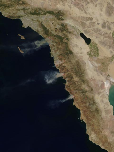 NASA image: Fires in San Diego County Blazing
