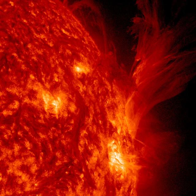 An active region that was rotating out of view off the sun's western limb, displayed a dazzling variety of dozens of spurts and eruptions in about 2.5 days (Apr. 19-21, 2014). The frames, taken in extreme ultraviolet light, show ionized Helium not far above the Sun's surface. All of the activity near this region was caused by intense magnetic forces in a powerful struggling with each other.   Credit: NASA/Goddard/SDO  <b><a href="http://www.nasa.gov/audience/formedia/features/MP_Photo_Guidelines.html" rel="nofollow">NASA image use policy.</a></b>  <b><a href="http://www.nasa.gov/centers/goddard/home/index.html" rel="nofollow">NASA Goddard Space Flight Center</a></b> enables NASA’s mission through four scientific endeavors: Earth Science, Heliophysics, Solar System Exploration, and Astrophysics. Goddard plays a leading role in NASA’s accomplishments by contributing compelling scientific knowledge to advance the Agency’s mission.  <b>Follow us on <a href="http://twitter.com/NASAGoddardPix" rel="nofollow">Twitter</a></b>  <b>Like us on <a href="http://www.facebook.com/pages/Greenbelt-MD/NASA-Goddard/395013845897?ref=tsd" rel="nofollow">Facebook</a></b>  <b>Find us on <a href="http://instagram.com/nasagoddard?vm=grid" rel="nofollow">Instagram</a></b>