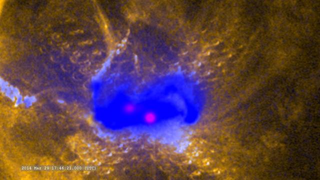 Zoom in on the flare in ultraviolet (SDO/AIA), X-rays (Hinode) and gamma-rays (RHESSI)   --  On March 29, 2014 the sun released an X-class flare. It was observed by NASA's Interface Region Imaging Spectrograph, or IRIS; NASA's Solar Dynamics Observatory, or SDO; NASA's Reuven Ramaty High Energy Solar Spectroscopic Imager, or RHESSI; the Japanese Aerospace Exploration Agency's Hinode; and the National Solar Observatory's Dunn Solar Telescope located at Sacramento Peak in New Mexico.  To have a record of such an intense flare from so many observatories is unprecedented. Such research can help scientists better understand what catalyst sets off these large explosions on the sun. Perhaps we may even some day be able to predict their onset and forewarn of the radio blackouts solar flares can cause near Earth - blackouts that can interfere with airplane, ship and military communications.   Read more: <a href="http://1.usa.gov/1kMDQbO" rel="nofollow">1.usa.gov/1kMDQbO</a>  Join our Google+ Hangout on May 8 at 2:30pm EST: <a href="http://go.nasa.gov/1mwbBEZ" rel="nofollow">go.nasa.gov/1mwbBEZ</a>  Credit: NASA Goddard  <b><a href="http://www.nasa.gov/audience/formedia/features/MP_Photo_Guidelines.html" rel="nofollow">NASA image use policy.</a></b>  <b><a href="http://www.nasa.gov/centers/goddard/home/index.html" rel="nofollow">NASA Goddard Space Flight Center</a></b> enables NASA’s mission through four scientific endeavors: Earth Science, Heliophysics, Solar System Exploration, and Astrophysics. Goddard plays a leading role in NASA’s accomplishments by contributing compelling scientific knowledge to advance the Agency’s mission.  <b>Follow us on <a href="http://twitter.com/NASAGoddardPix" rel="nofollow">Twitter</a></b>  <b>Like us on <a href="http://www.facebook.com/pages/Greenbelt-MD/NASA-Goddard/395013845897?ref=tsd" rel="nofollow">Facebook</a></b>  <b>Find us on <a href="http://instagram.com/nasagoddard?vm=grid" rel="nofollow">Instagram</a></b>