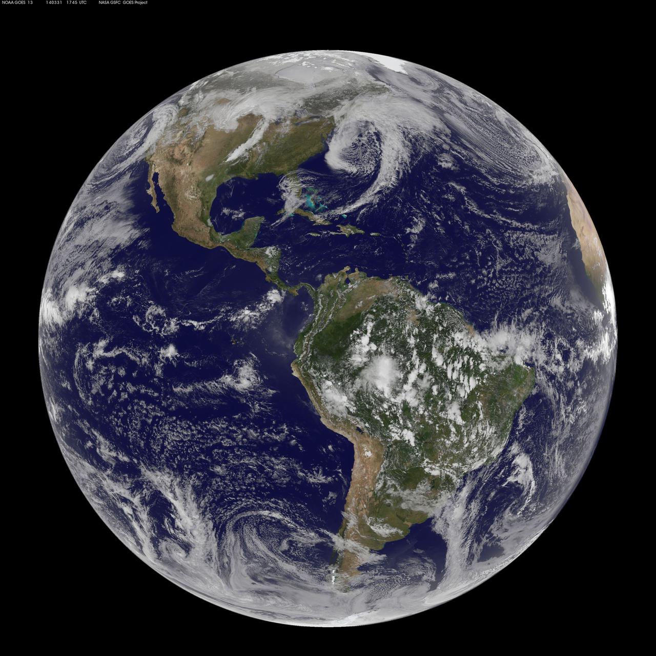 There are three low pressure systems around the U.S. and they resemble dragons on satellite imagery. NOAA's GOES-13 and GOES-15 satellite image from March 31 shows the low pressure systems in the eastern Pacific Ocean, over the nation's Heartland, and in the eastern Atlantic Ocean. All three lows have the signature comma shape that make them appear to be curled up dragons. According to the National Weather Service, the low pressure area approaching the northwestern U.S. is expected to bring rainfall to the coast and areas of snow that stretch from western Washington state south toward the four corners region. The low in the middle of the country is located over Nebraska and dropping snow to the north and west of it. That same low is bringing rain from southern Minnesota south to eastern Texas. Meanwhile, the third low pressure system is bringing rain and snow to parts of New England. NOAA's GOES-East satellite sits in a fixed orbit in space capturing visible and infrared imagery of all weather over the eastern U.S. and Atlantic Ocean. The data to create this image was taken on March 31 at 17:45 UTC/1:45 p.m. EDT by NOAA's GOES-East or GOES-13 satellite and made into an image by NASA/NOAA's GOES Project at NASA's Goddard Space Flight Center in Greenbelt, Md. To create the image NASA/NOAA's GOES Project takes the cloud data from NOAA's GOES-East satellite and overlays it on a true-color image of land and ocean created by data from the Moderate Resolution Imaging Spectroradiometer, or MODIS, instrument that flies aboard NASA's Aqua and Terra satellites. Together, those data created the entire picture of the storm and show its movement. After the storm system passes, the snow on the ground becomes visible. GOES satellites provide the kind of continuous monitoring necessary for intensive data analysis. Geostationary describes an orbit in which a satellite is always in the same position with respect to the rotating Earth. This allows GOES to hover continuously over one position on Earth's surface, appearing stationary. As a result, GOES provide a constant vigil for the atmospheric "triggers" for severe weather conditions such as tornadoes, flash floods, hail storms and hurricanes. For updated information about the storm system, visit NOAA's NWS website: <a href="http://www.weather.gov" rel="nofollow">www.weather.gov</a> For more information about GOES satellites, visit: <a href="http://www.goes.noaa.gov/" rel="nofollow">www.goes.noaa.gov/</a> or goes.gsfc.nasa.gov/ Rob Gutro NASA's Goddard Space Flight Center, Greenbelt, Md. <b><a href="http://www.nasa.gov/audience/formedia/features/MP_Photo_Guidelines.html" rel="nofollow">NASA image use policy.</a></b> <b><a href="http://www.nasa.gov/centers/goddard/home/index.html" rel="nofollow">NASA Goddard Space Flight Center</a></b> enables NASA’s mission through four scientific endeavors: Earth Science, Heliophysics, Solar System Exploration, and Astrophysics. Goddard plays a leading role in NASA’s accomplishments by contributing compelling scientific knowledge to advance the Agency’s mission. <b>Follow us on <a href="http://twitter.com/NASAGoddardPix" rel="nofollow">Twitter</a></b> <b>Like us on <a href="http://www.facebook.com/pages/Greenbelt-MD/NASA-Goddard/395013845897?ref=tsd" rel="nofollow">Facebook</a></b> <b>Find us on <a href="http://instagram.com/nasagoddard?vm=grid" rel="nofollow">Instagram</a></b>