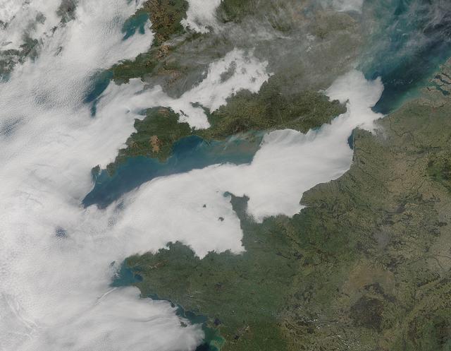 NASA image: Low clouds over the English Channel
