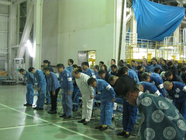 The H-IIA No. 23 rocket that will carry the GPM Core Observatory into space arrived at Tanegashima Space Center on Jan. 20, 2014. The rocket has two stages, an lower first stage that, with the help of two solid rocket boosters gets them off the ground, and an upper second stage that lights up a few minutes after launch to boost the satellite the rest of the way to orbit. The launch services provider, Mitsubishi Heavy Industries (MHI), immediately began assembling the rocket. On Jan. 22, the GPM team in Tanegashima was invited to participate in a blessing ceremony for the rocket. Lynette Marbley, the Instruments Chief Safety and Mission Assurance Officer for GPM, represented the NASA team.