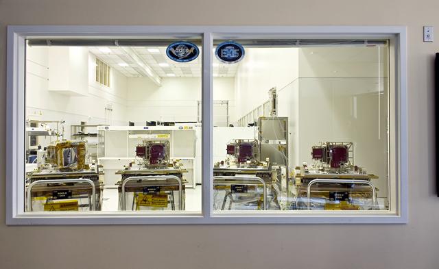 NASA image: GOES EXIS Quadruplets Together in a Clean Room "Nursery"