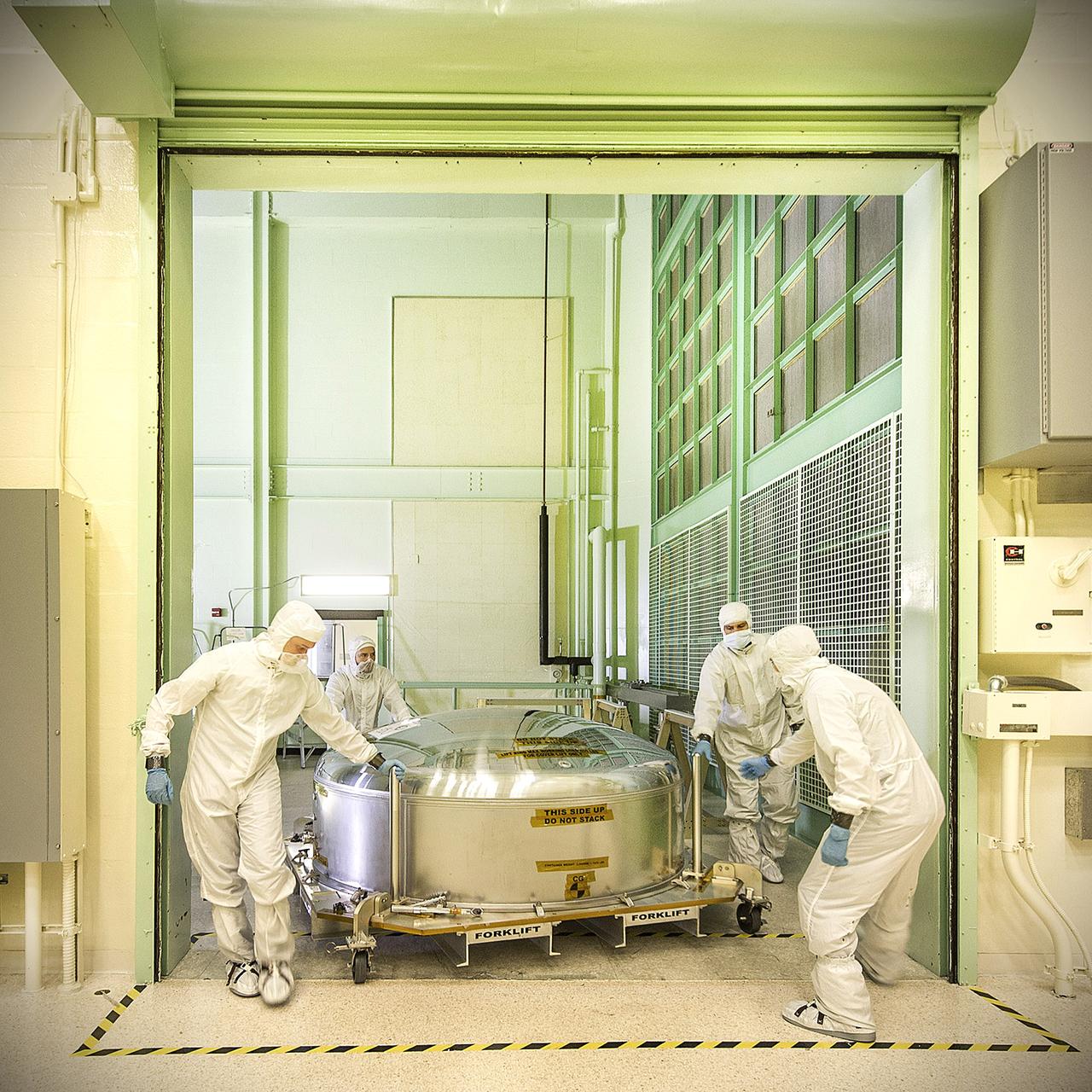 This is the James Webb Space Telescope ETU (engineering test unit) primary mirror segment returning to the cleanroom at NASA Goddard after undergoing some tests at our new Calibration, Integration, and Alignment Facility (CIAF).  Credit: NASA/Goddard/Chris Gunn﻿  <b><a href="http://www.nasa.gov/audience/formedia/features/MP_Photo_Guidelines.html" rel="nofollow">NASA image use policy.</a></b>  <b><a href="http://www.nasa.gov/centers/goddard/home/index.html" rel="nofollow">NASA Goddard Space Flight Center</a></b> enables NASA’s mission through four scientific endeavors: Earth Science, Heliophysics, Solar System Exploration, and Astrophysics. Goddard plays a leading role in NASA’s accomplishments by contributing compelling scientific knowledge to advance the Agency’s mission.  <b>Follow us on <a href="http://twitter.com/NASA_GoddardPix" rel="nofollow">Twitter</a></b>  <b>Like us on <a href="http://www.facebook.com/pages/Greenbelt-MD/NASA-Goddard/395013845897?ref=tsd" rel="nofollow">Facebook</a></b>  <b>Find us on <a href="http://instagram.com/nasagoddard?vm=grid" rel="nofollow">Instagram</a></b>