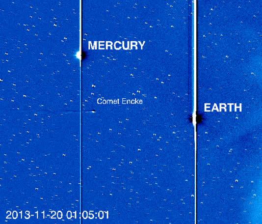     Comet ISON makes its appearance into the higher-resolution HI-1 camera on the STEREO-A spacecraft. The dark &quot;clouds&quot; coming from the right are density enhancements in the solar wind, causing all the ripples in comet Encke's tail. These kinds of solar wind interactions give us valuable information about solar wind conditions near the sun. Note: the STEREO-A spacecraft is currently located on the other side of the Sun, so it sees a totally different geometry to what we see from Earth.  Credit: Karl Battams/NASA/STEREO/CIOC   <b><a href="http://www.nasa.gov/audience/formedia/features/MP_Photo_Guidelines.html" rel="nofollow">NASA image use policy.</a></b>  <b><a href="http://www.nasa.gov/centers/goddard/home/index.html" rel="nofollow">NASA Goddard Space Flight Center</a></b> enables NASA’s mission through four scientific endeavors: Earth Science, Heliophysics, Solar System Exploration, and Astrophysics. Goddard plays a leading role in NASA’s accomplishments by contributing compelling scientific knowledge to advance the Agency’s mission.  <b>Follow us on <a href="http://twitter.com/NASA_GoddardPix" rel="nofollow">Twitter</a></b>  <b>Like us on <a href="http://www.facebook.com/pages/Greenbelt-MD/NASA-Goddard/395013845897?ref=tsd" rel="nofollow">Facebook</a></b>  <b>Find us on <a href="http://instagram.com/nasagoddard?vm=grid" rel="nofollow">Instagram</a></b>